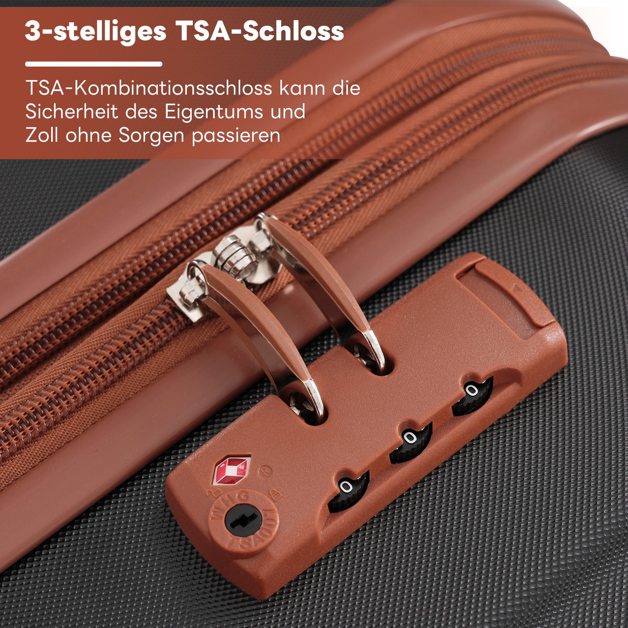 OKWISH Trolleyset Gepäckset, 14 Zoll + 20 Zoll + 24 Zoll + 28 Zoll, 4 Rollen, (Hartschalen-Gepäckset, Koffer, Reisekoffer, 4 tlg., Erweiterbares Design (L- und XL), mit Teleskopgriffen aus Metall, 360°-Doppelrollen, TSA-Schloss