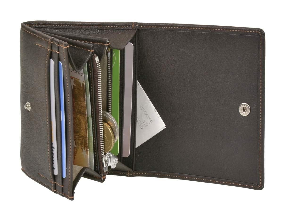 Sonnenleder Geldbörse Seeve, Portemonnaie, mocca edel 11,5x9,5cm, sehr Querformat Damenbörse