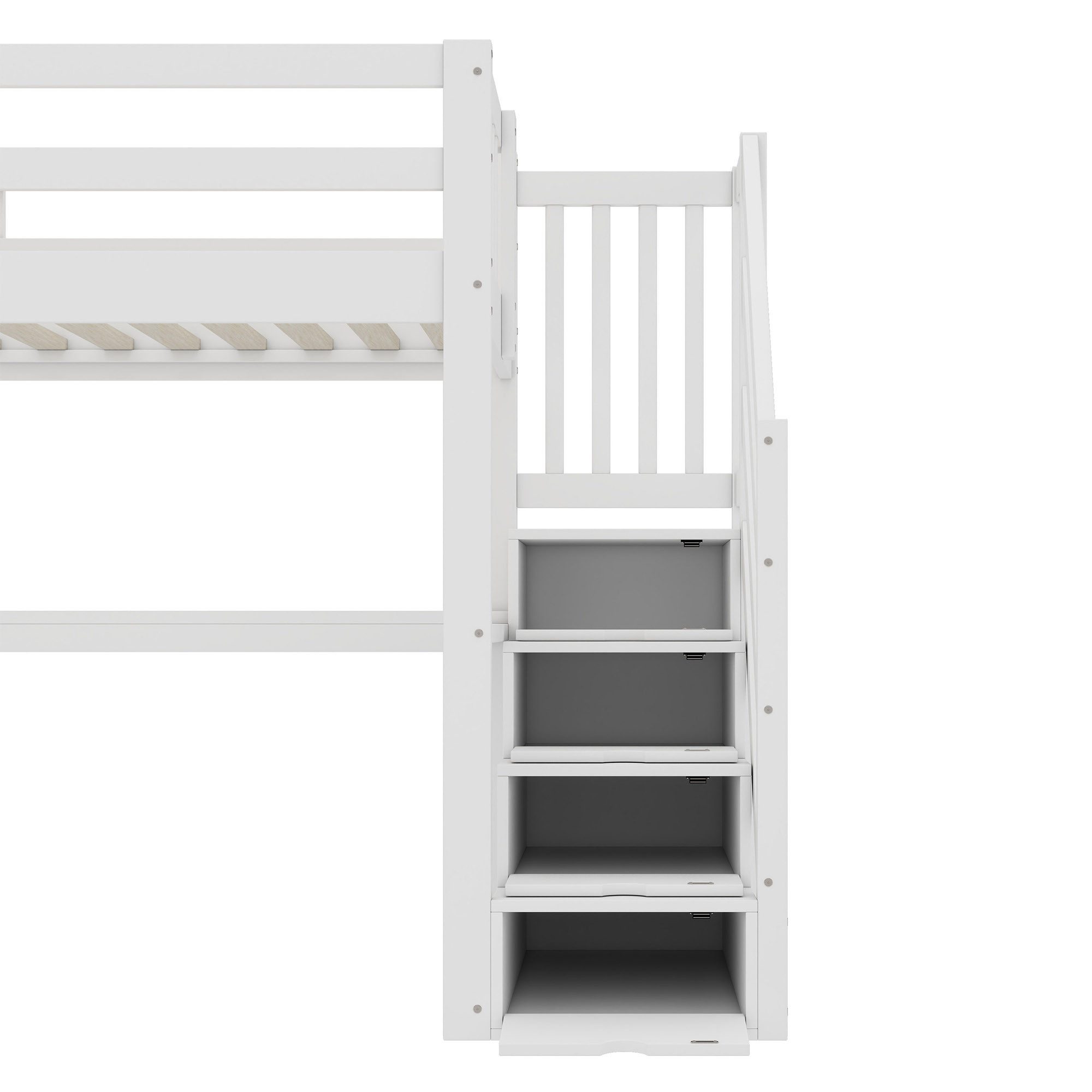 Flieks solid wood bunk bed, children's bed 90×200cm with stairs and desk