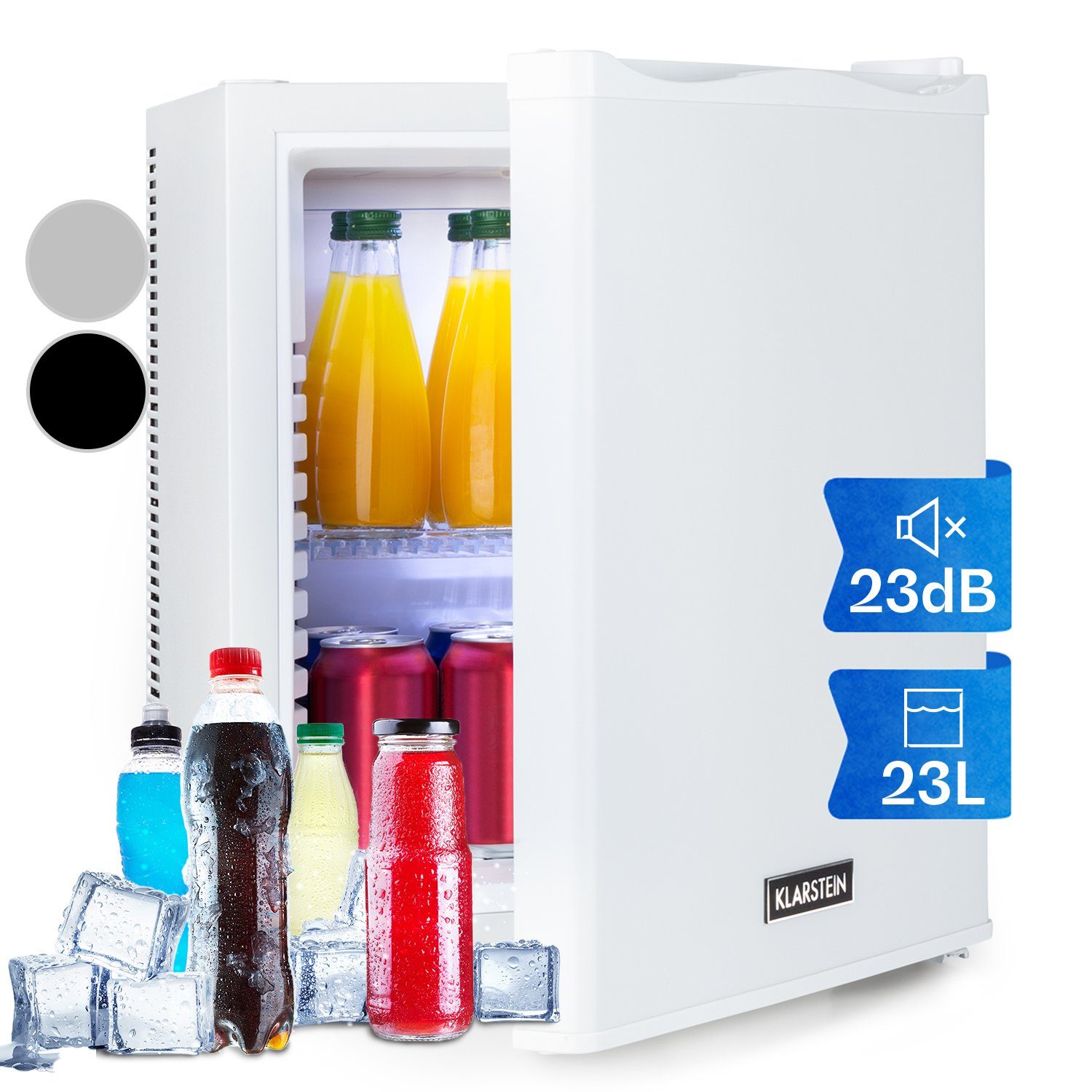 Klarstein Table Top Kühlschrank HEA-HappyHour-Wht 10035239A, 47 cm hoch, 38 cm breit, Hausbar Minikühlschrank ohne Gefrierfach Getränkekühlschrank klein