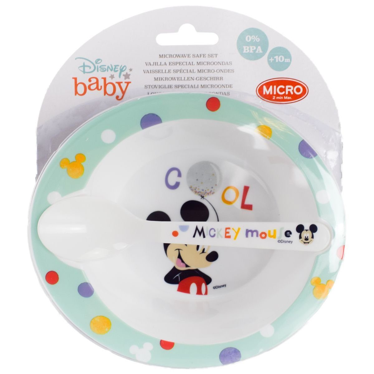 Stor Kindergeschirr-Set Disney Baby Mikrowellengeschirr Set mit Mickey / Minnie Motiv (2-tlg), 1 Personen, Kunststoff, für Mikrowellen geeignet