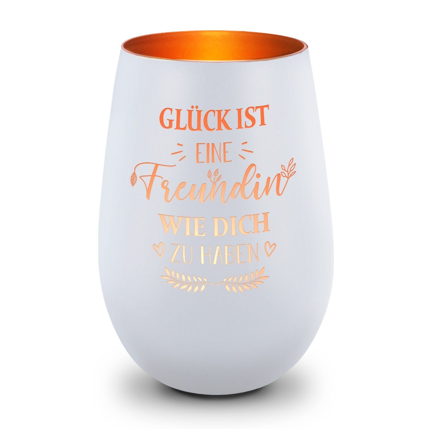 GRAVURZEILE Windlicht aus Glas mit Gravur - Glück ist eine Freundin wie Dic günstig online kaufen