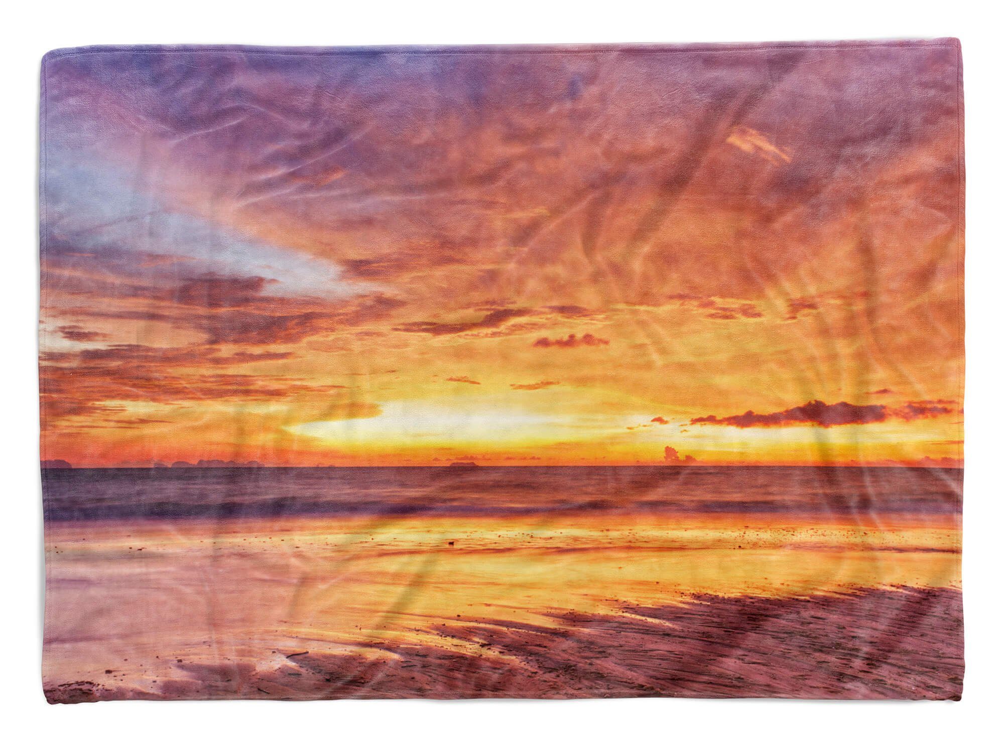 Sinus Art Handtücher Handtuch Strandhandtuch Saunatuch Kuscheldecke mit Fotomotiv Meer Horizont Sonn, Baumwolle-Polyester-Mix (1-St), Handtuch