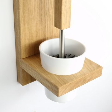 Woodkopf WC-Garnitur Toilettenbürstenhalter LARA aus Holz, WC-Bürstenhalter inkl. WC-Bürste+Stiel, WC-Bürste ist auswechselbar