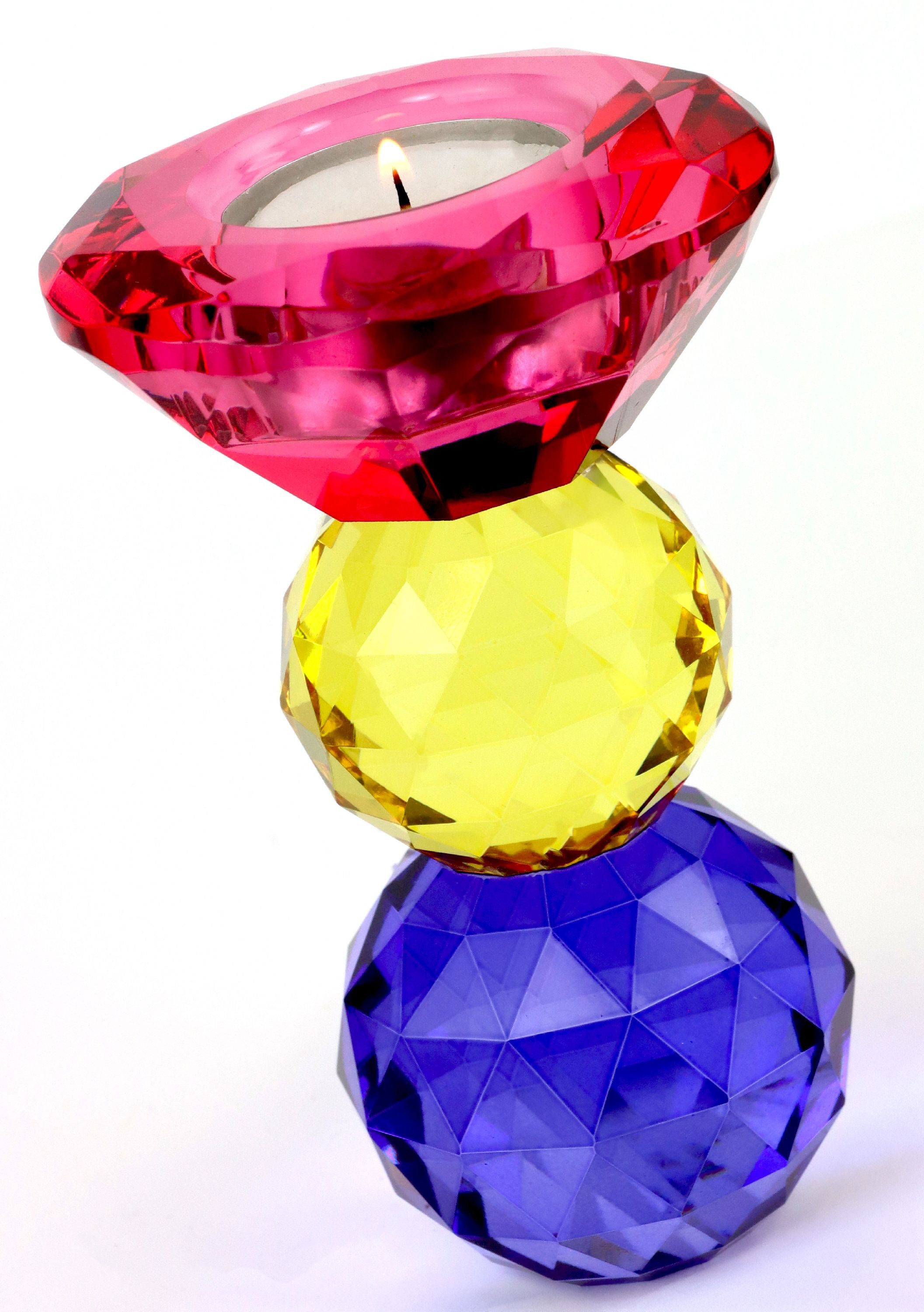 FURNARO Kerzenhalter, Facettiertes Kristallglas mit intensiver Lichtbrechung