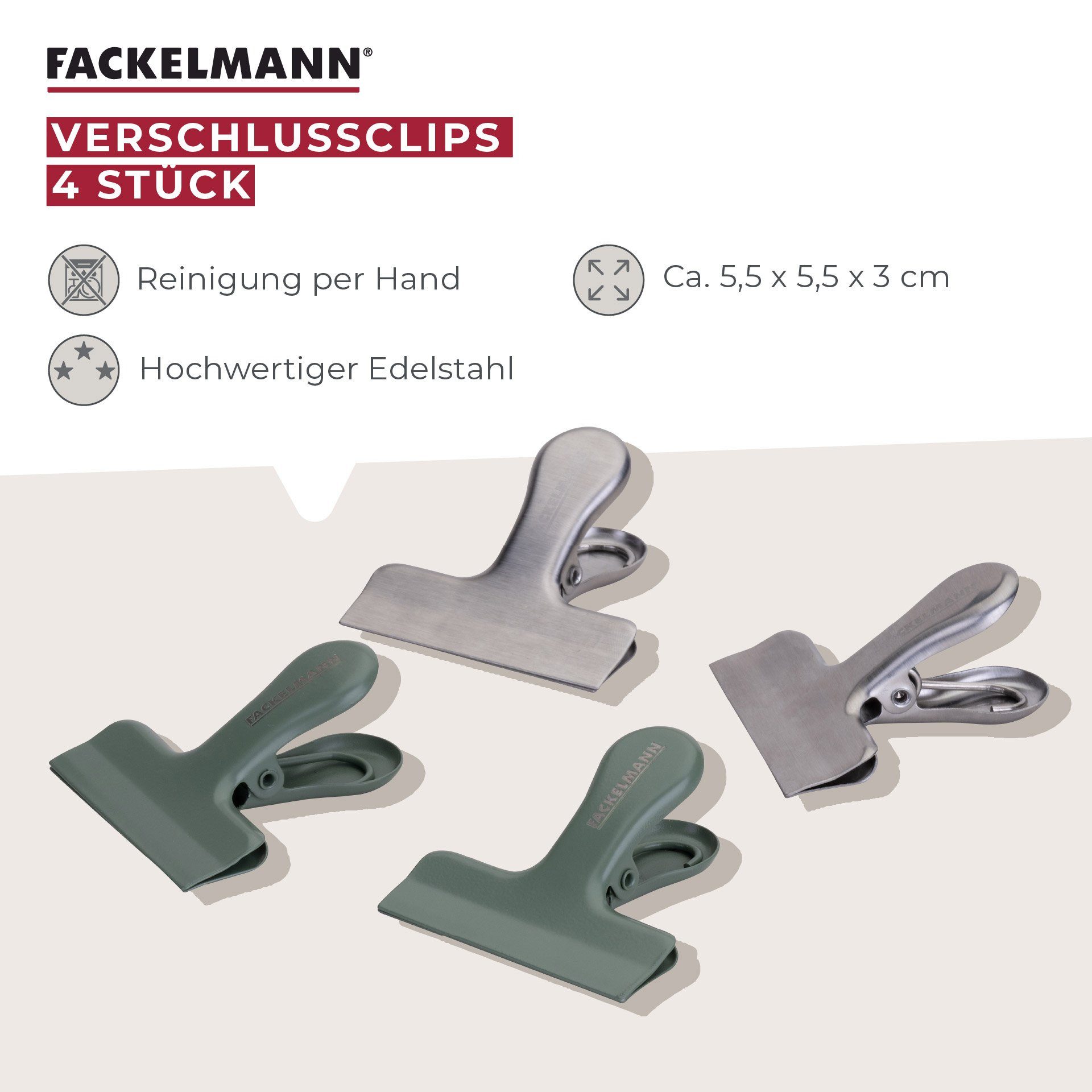 FACKELMANN Verschlussklammer Vielseitige Verschlussclips, Praktische Beutelklammern, Tütenclips