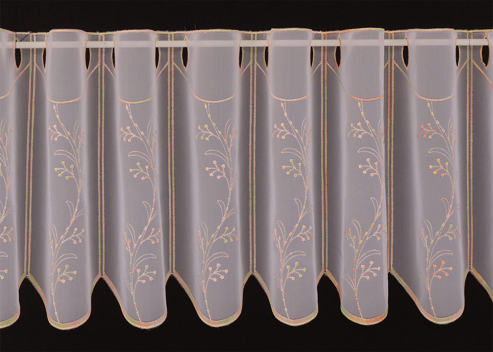 Gardinen Kranzusch Scheibengardine Voile pastellfarbig bestickt, Stangendur günstig online kaufen