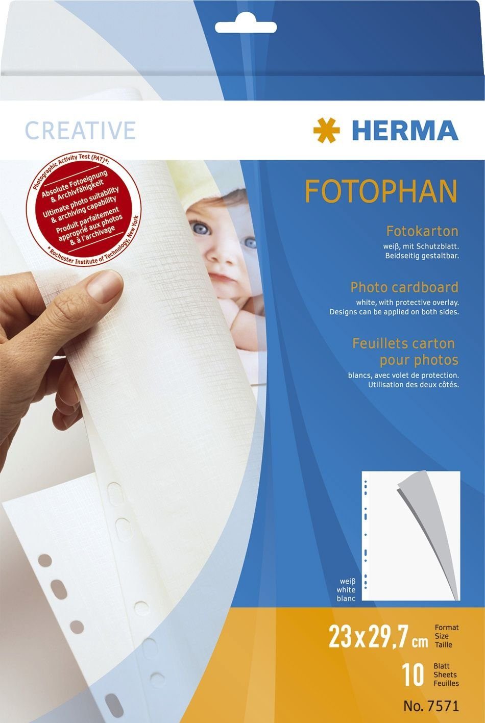HERMA 10 weiß Fotokarton Herma 7571 Blatt Papierkarton