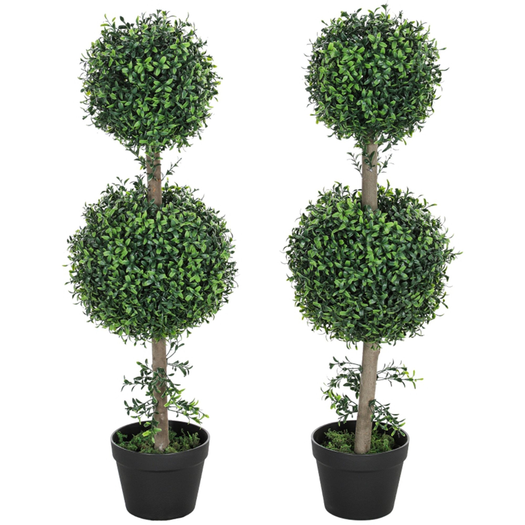 Kunstbaum Künstlicher Buchsbaum 2er-Set groß 91,6 cm künstliche Pflanzen