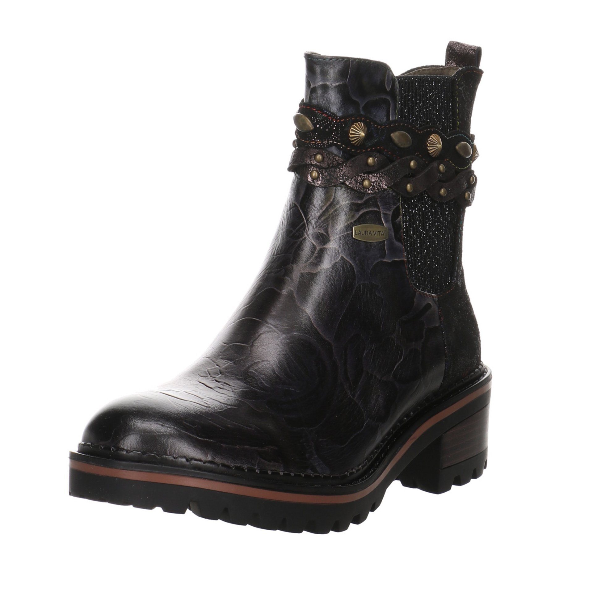 LAURA VITA Damen Stiefel Schuhe Kesso Boots Elegant Freizeit Stiefel Leder-/Textilkombination