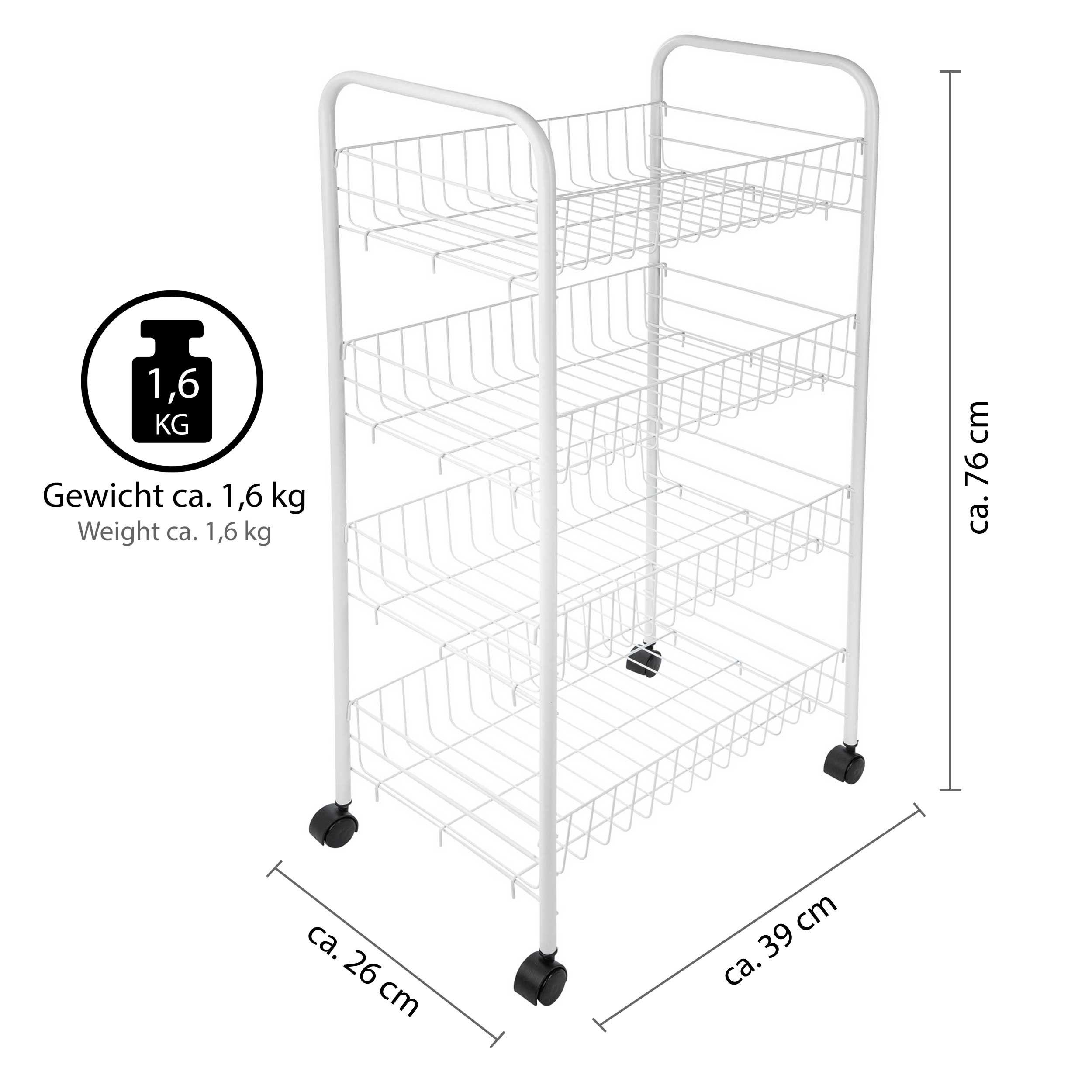 ONVAYA Beistellwagen Servierwagen Susi mit 4 Körben, Rollwagen, Küchenwagen günstig online kaufen
