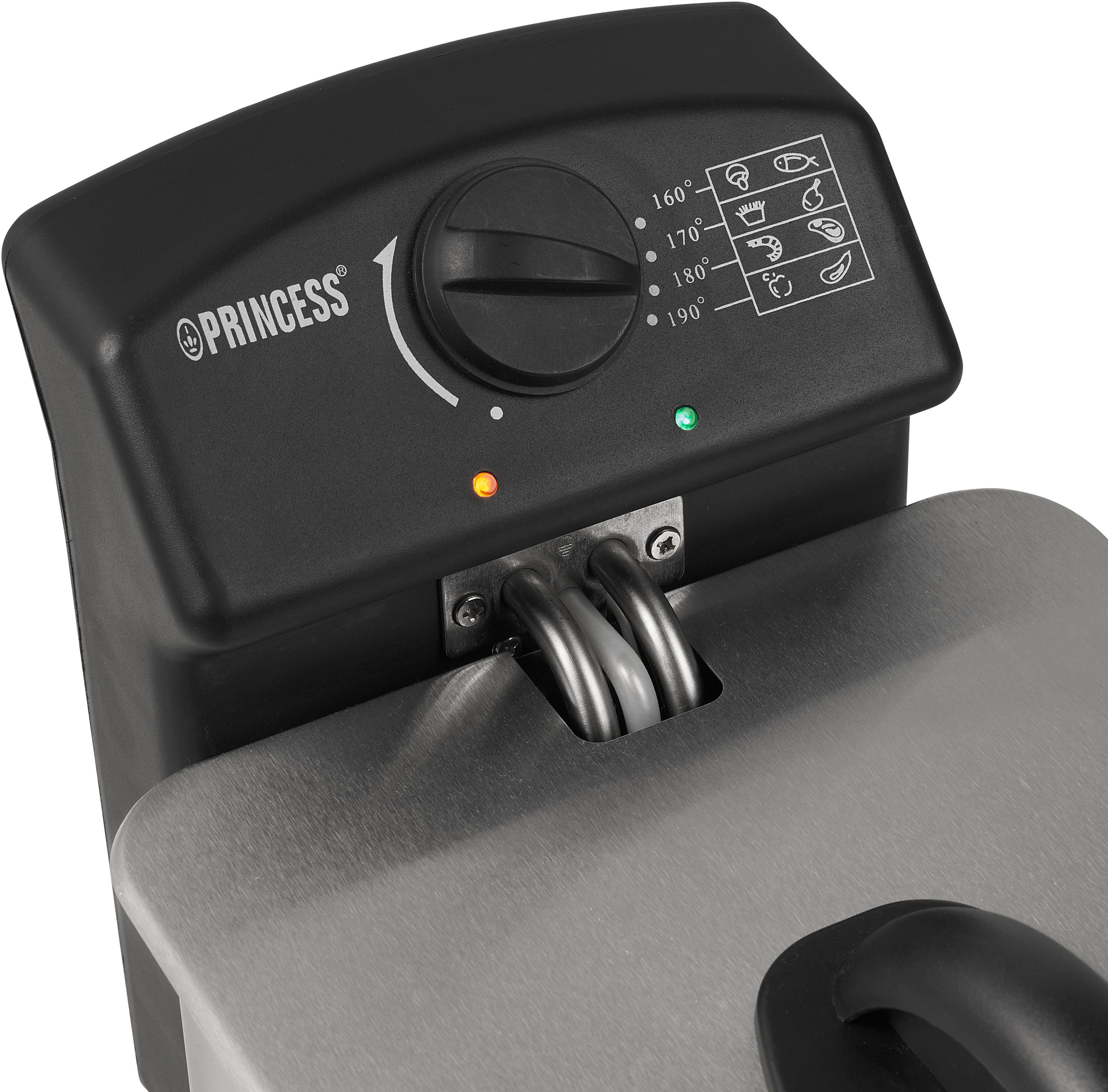PRINCESS Fritteuse 182642, 2000 W, 4 Liter Fassungsvermögen, 800 g Inhalt, Thermostat, Kaltzone