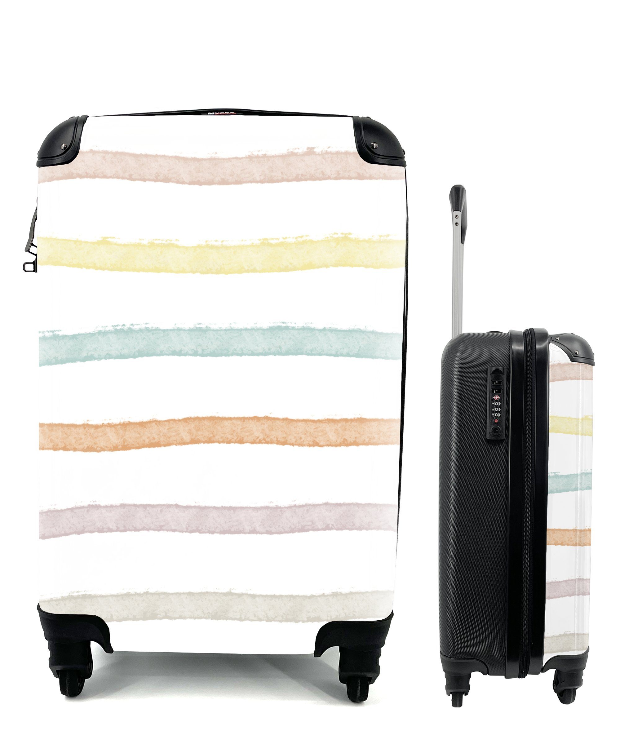 Reisetasche Handgepäck mit Regenbogen Pastell Handgepäckkoffer MuchoWow Rollen, Ferien, - Reisekoffer 4 rollen, Linie Trolley, - Muster, - für