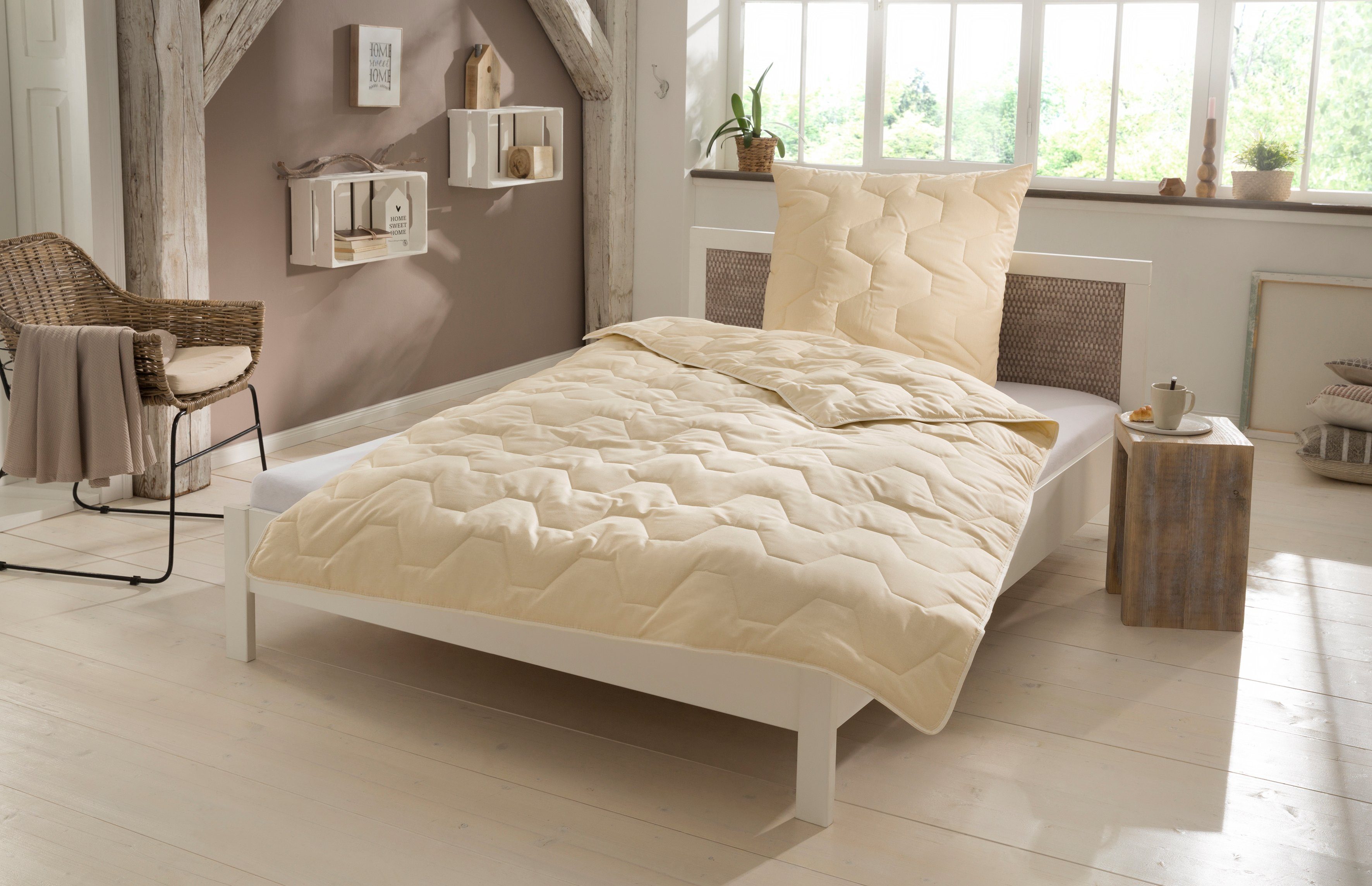 OTTO home Naturfaserbettdecke Baumwolle 60 °C, Bettdecke 135x200 cm, 155x220 cm, 200x200 cm, Füllung: 100% Baumwolle, Bezug: 100% Baumwolle, Bettdecken, Sommer, Winter, 4 Jahreszeiten, Decke, Made in Germany