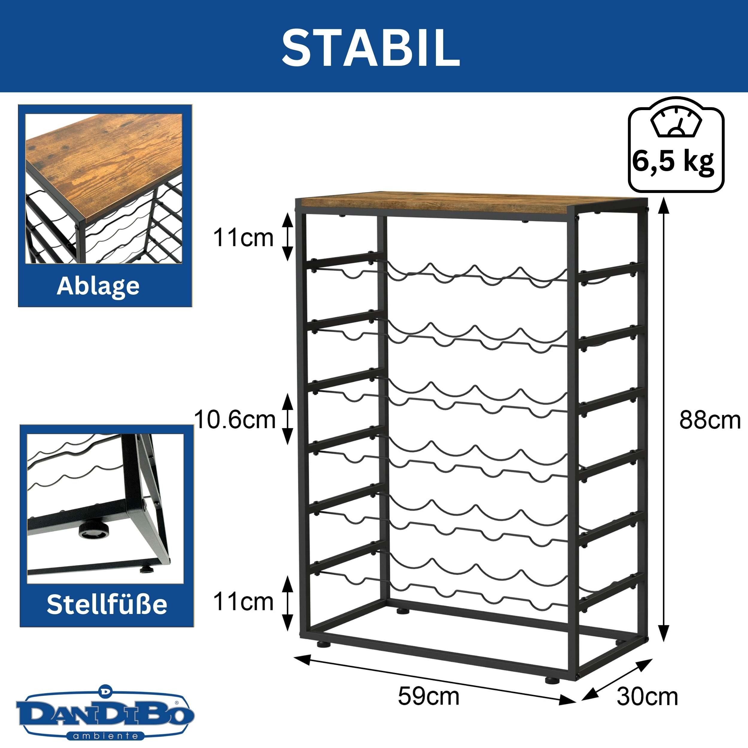 DanDiBo Weinregal Metall Schwarz Stehend 30 Flaschen 96605 Flaschenregal We günstig online kaufen