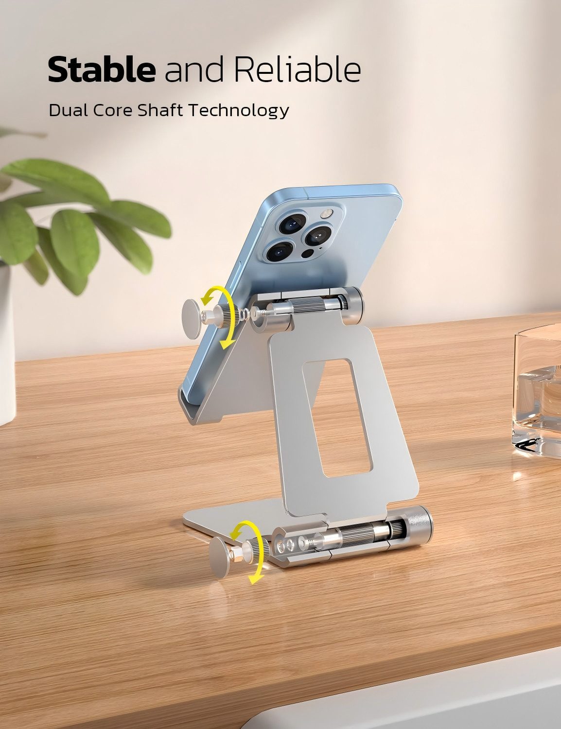 Refined Living Smartphone-Halterung 2 Stück Handy Ständer Faltbar & Verstellbar, Handy Halterung Tisch, (bis 8 Zoll, Handyhalter universal, Smartphone Halter, H – Bild 5 von 5