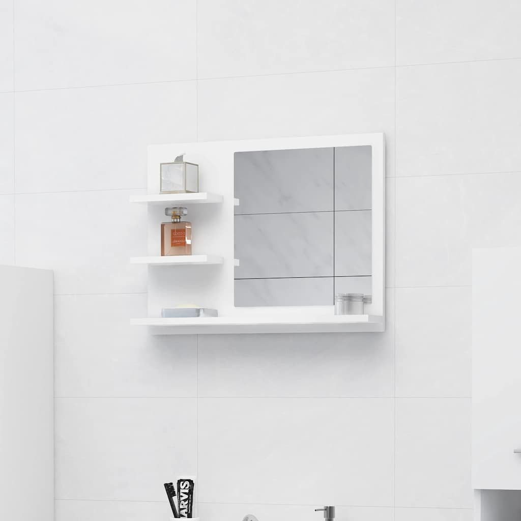 furnicato Wandspiegel Badspiegel mit 3 Ablagen 60 x 10,5 x 45 cm Weiß aus Holzwerkstoff und (1-St), Stabiler Spiegelschrank mit Ablageflächen für das Badezimmer