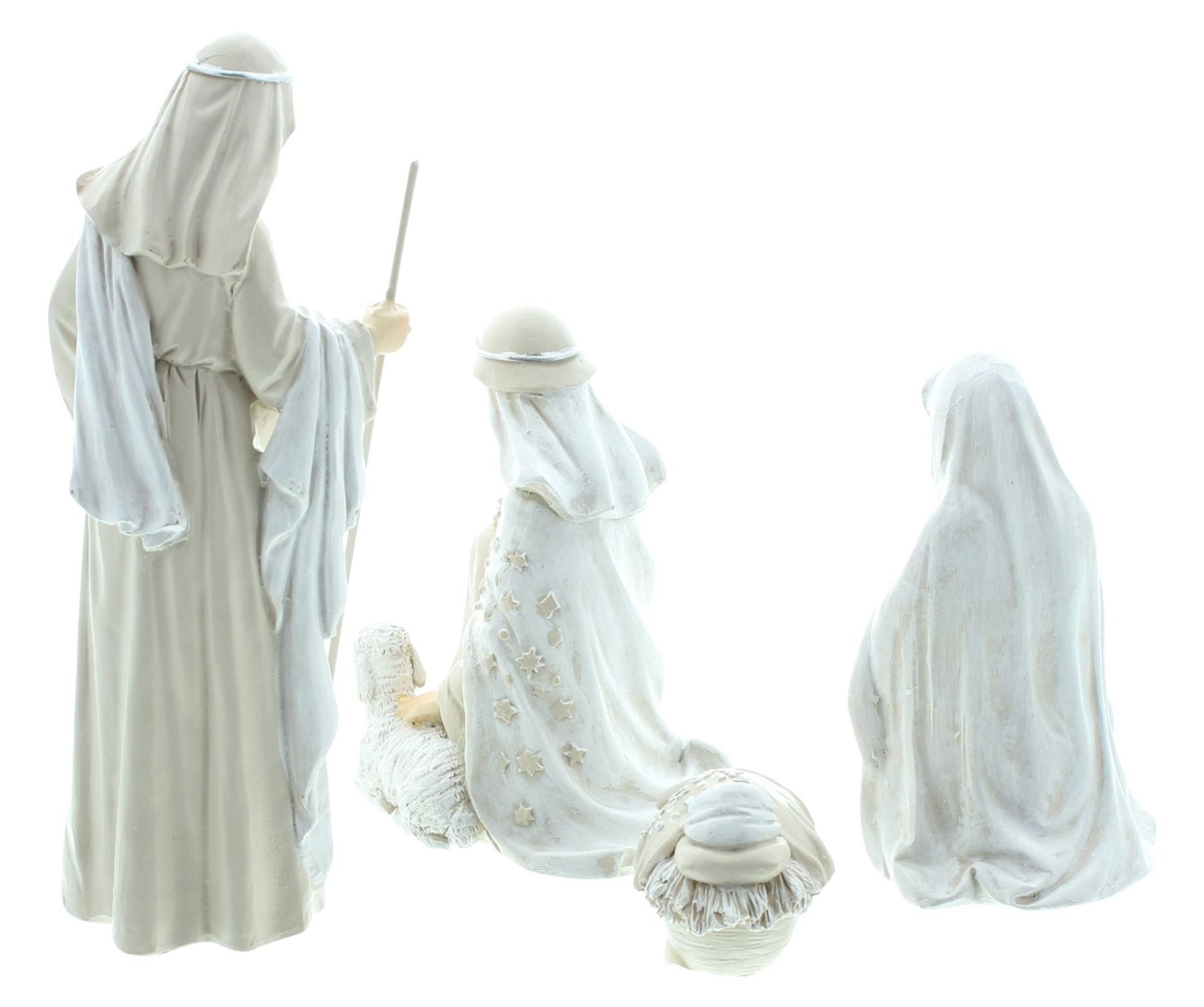 Dekoleidenschaft Krippenfigur "Heiligabend" Polyresin Weihnachtsfiguren 4-16 cm hoch, Weihnachtsdeko (4 St., im Set), Figuren für die Krippe