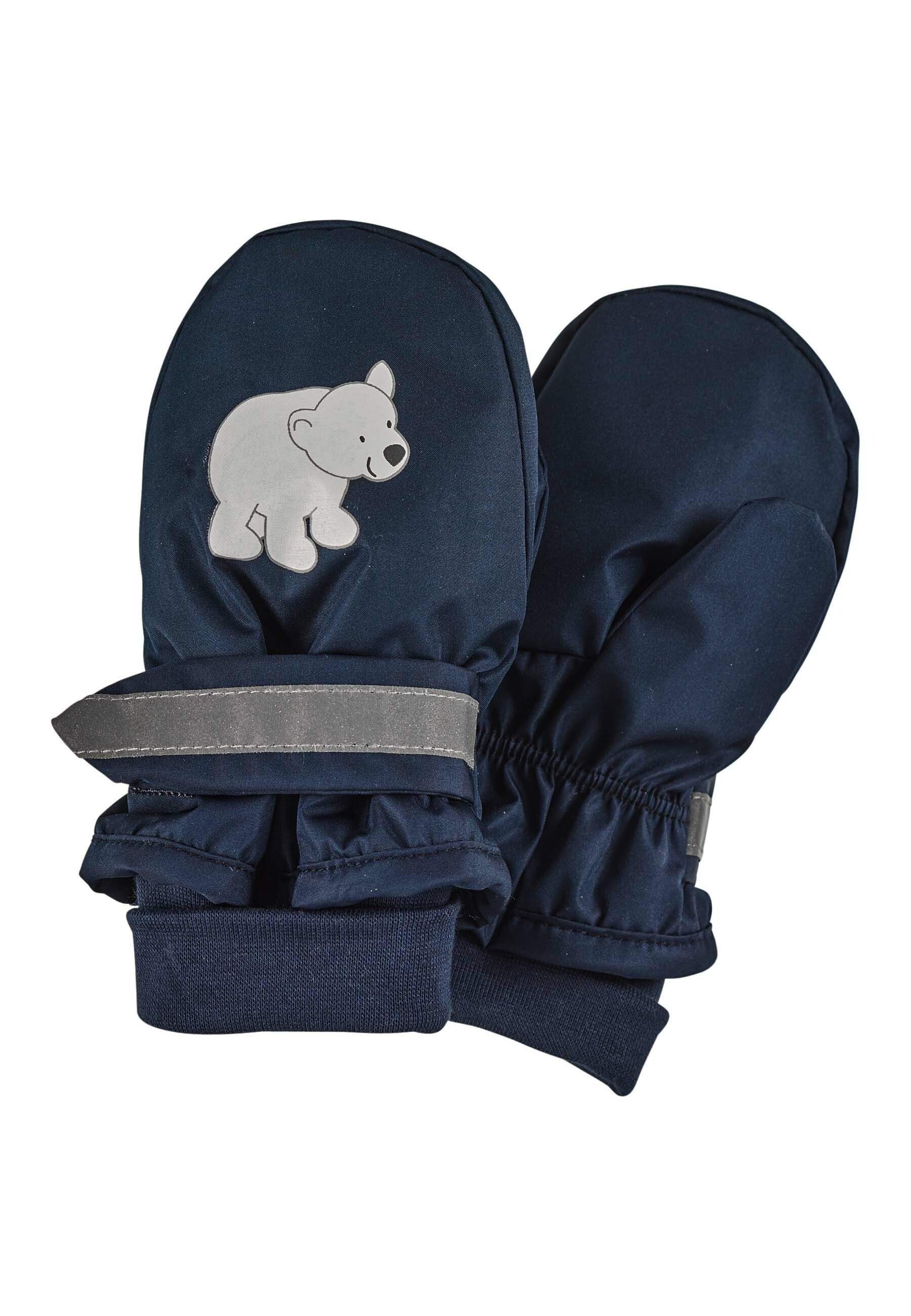 Sterntaler® Fäustlinge Fäustlinge Eisbär (1-St) Fäustling mit Daumen, wasserabweisend, Eisbär-Print, Klettverschluss