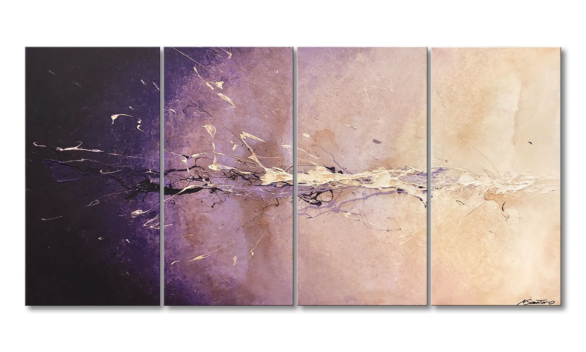 WandbilderXXL Gemälde Purple Dream 160 x 80 cm, Abstraktes Gemälde, handgemaltes Unikat