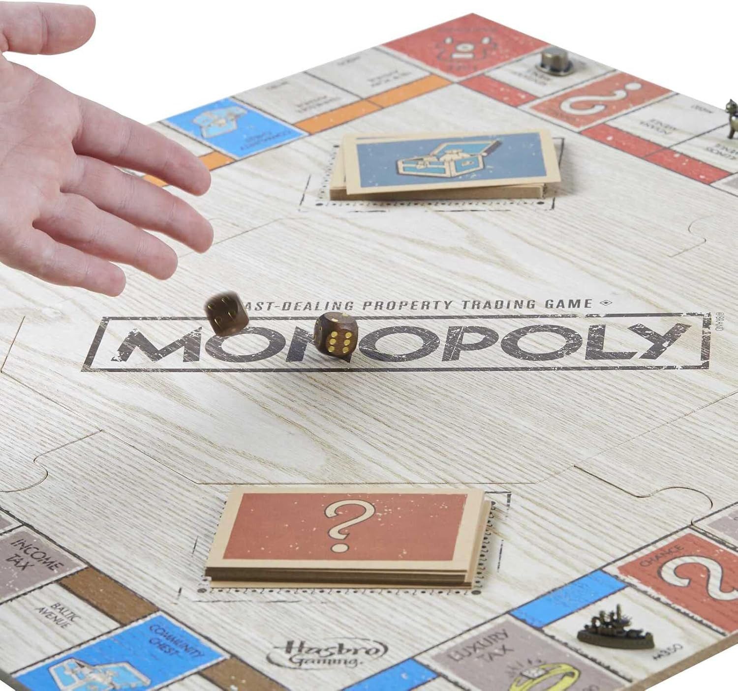 Hasbro Spiel Monopoly Holz Sonderedition (englische Version), Brettspiel
