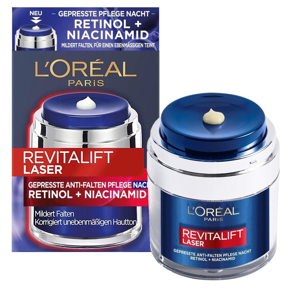 L'ORÉAL PARIS Nachtcreme RevitaliftLaser Gepresste Anti-Falten Pflege Nacht, 1-tlg.