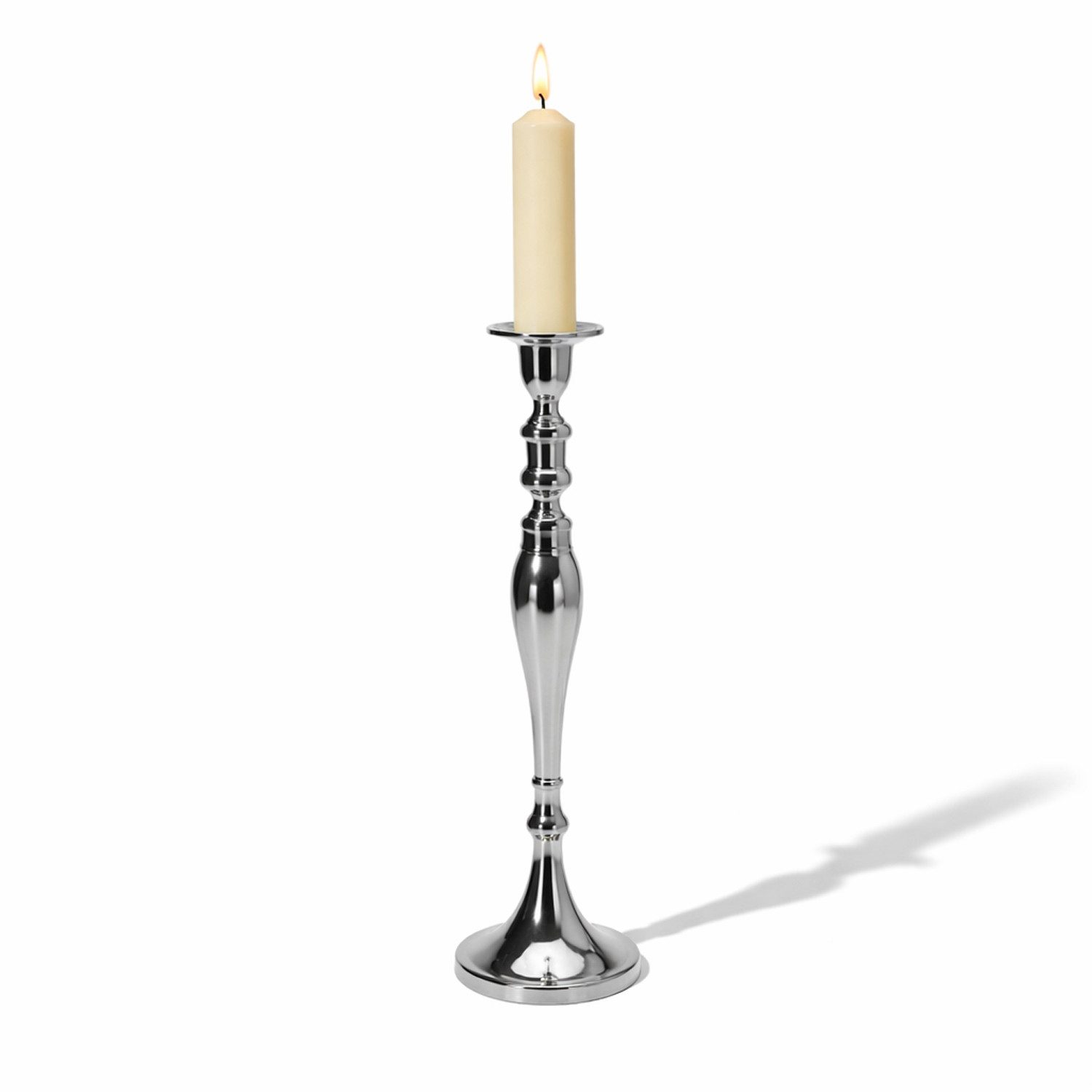 Mojawo Laterne XL Dekorativer und schwerer Kerzenleuchter Metall Silber 48cm Mod3
