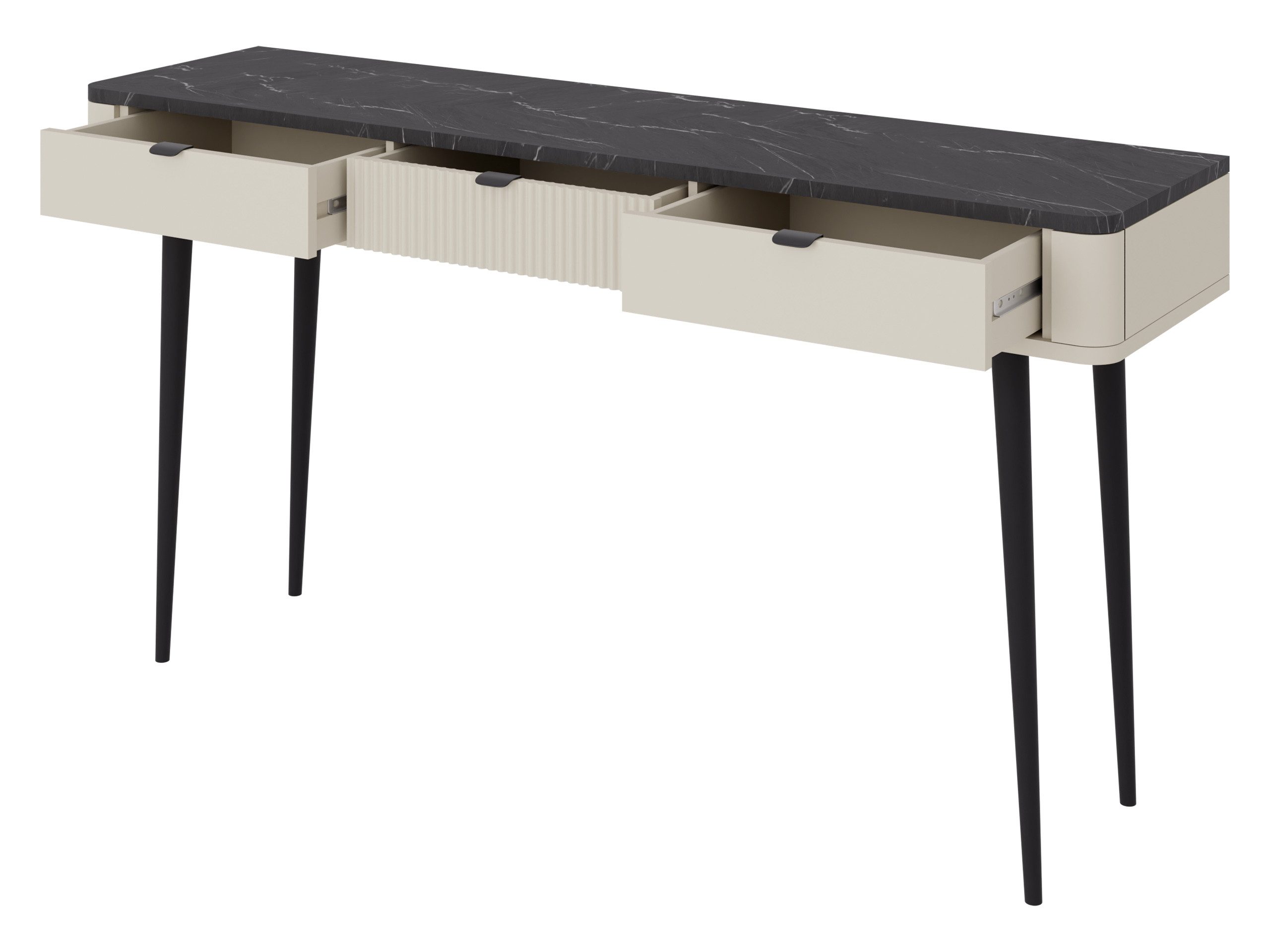 MIRJAN24 Konsolentisch Marly RE15 (mit drei Schubladen), Metallbeine und Metallgriffe