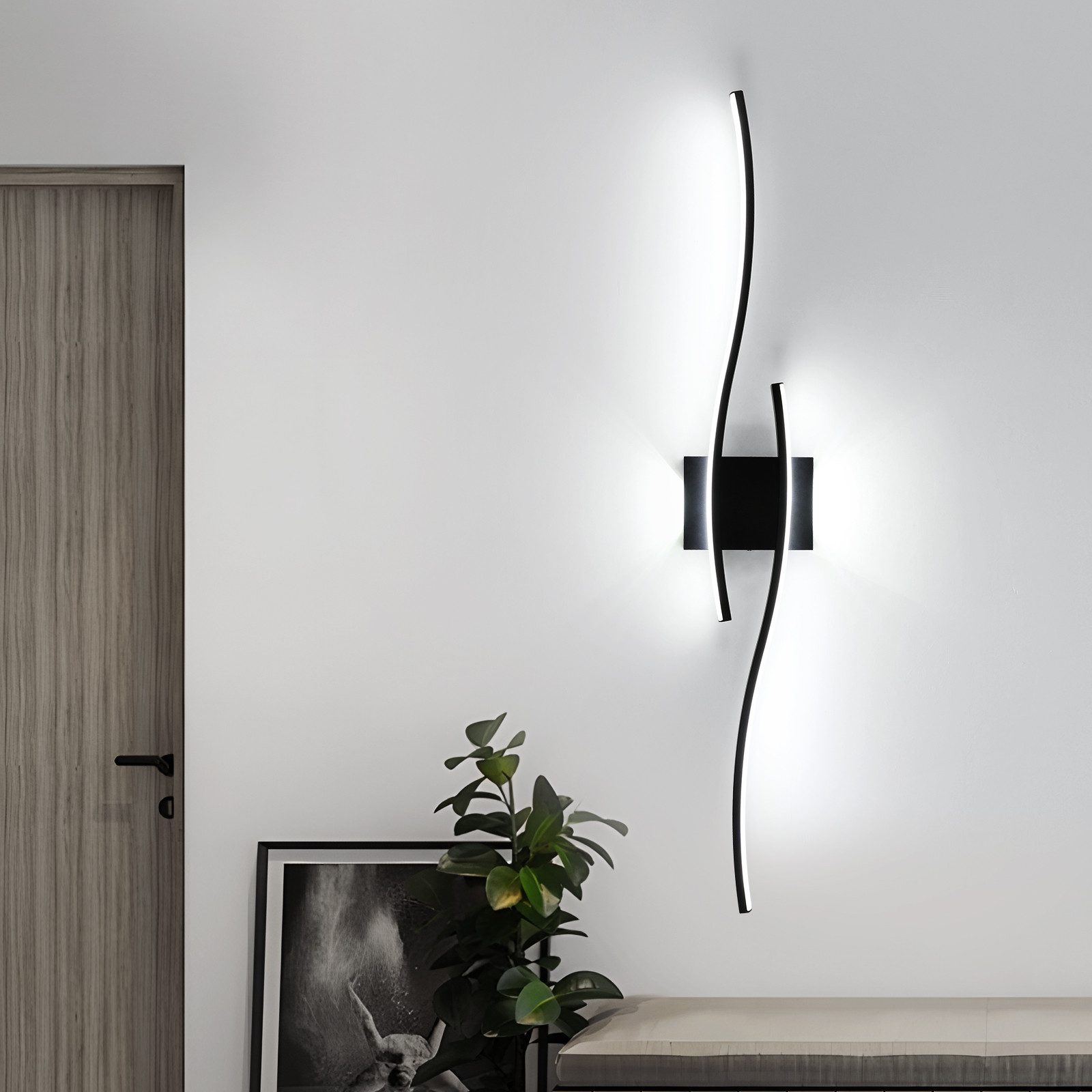Riserva Kronleuchter LED Wandleuchte 27W Schwarz, Wandlampe innen 6500K, 89 cm, LED wechselbar