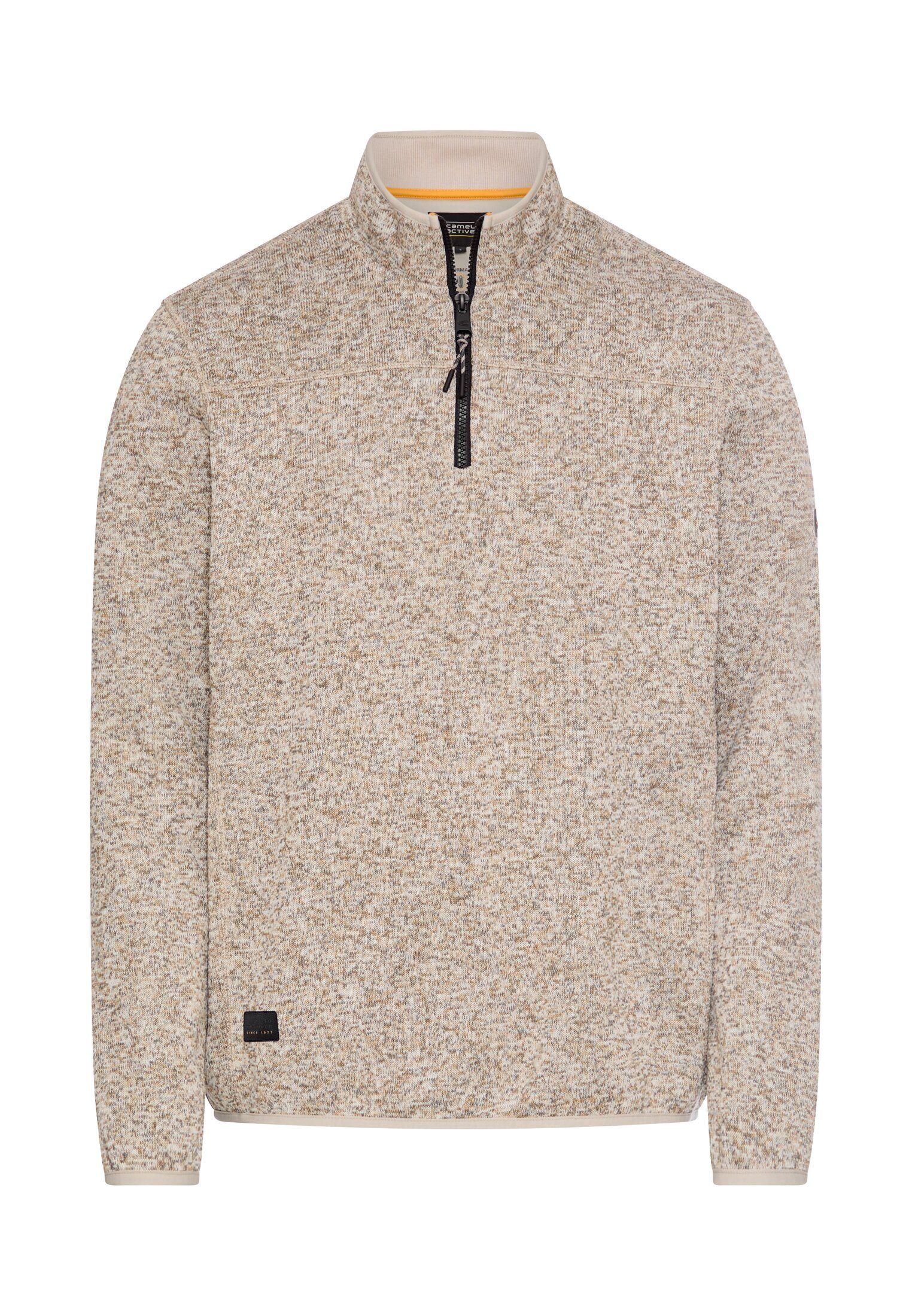 camel active Strickpullover in melierter Optik Langarm Markenlogo