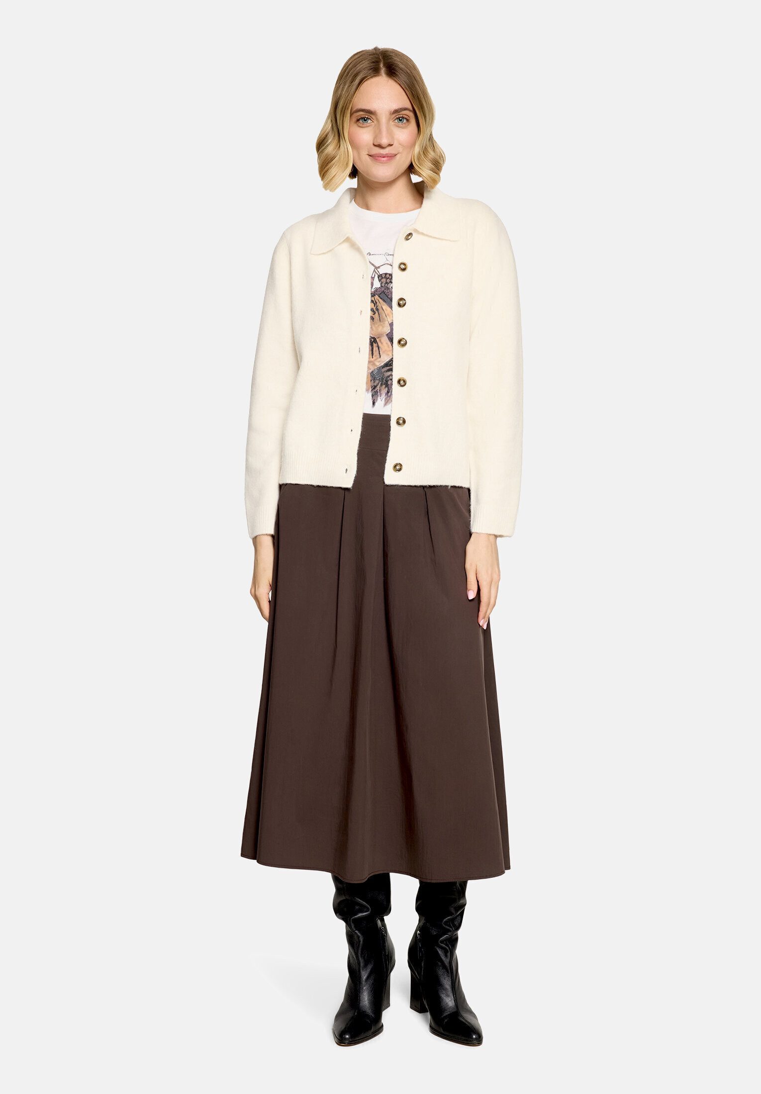 Cartoon Strickjacke Damen mit Kragen (1-tlg)
