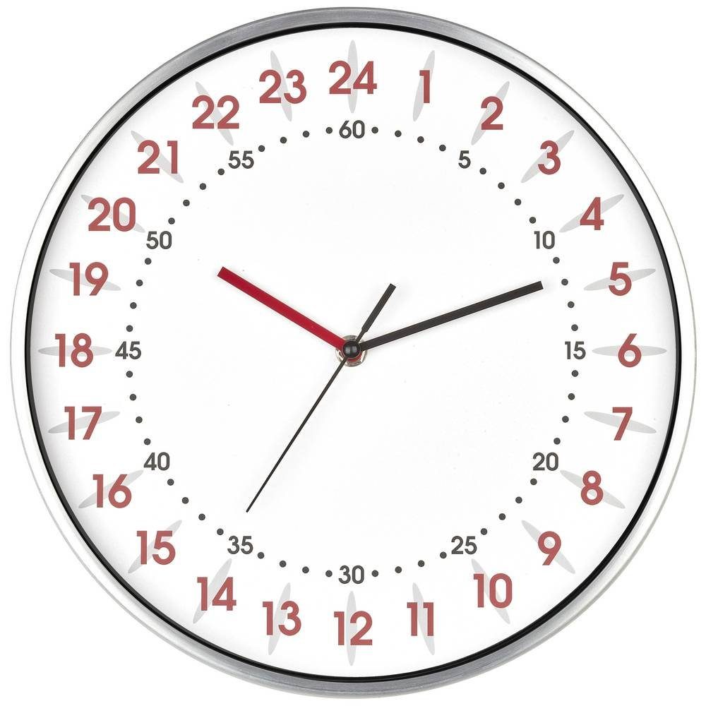 TFA Dostmann Wanduhr Analoge Wanduhr mit 24 Stunden Zifferblatt 60.3069.02