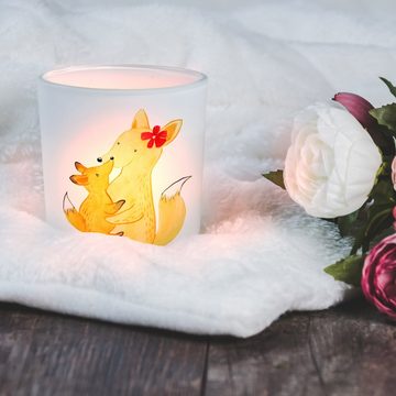 Mr. & Mrs. Panda Windlicht Fuchs Mama - Transparent - Geschenk, Kerzenlicht, Windlicht Kerze, um (1 St), Hochwertiges Material