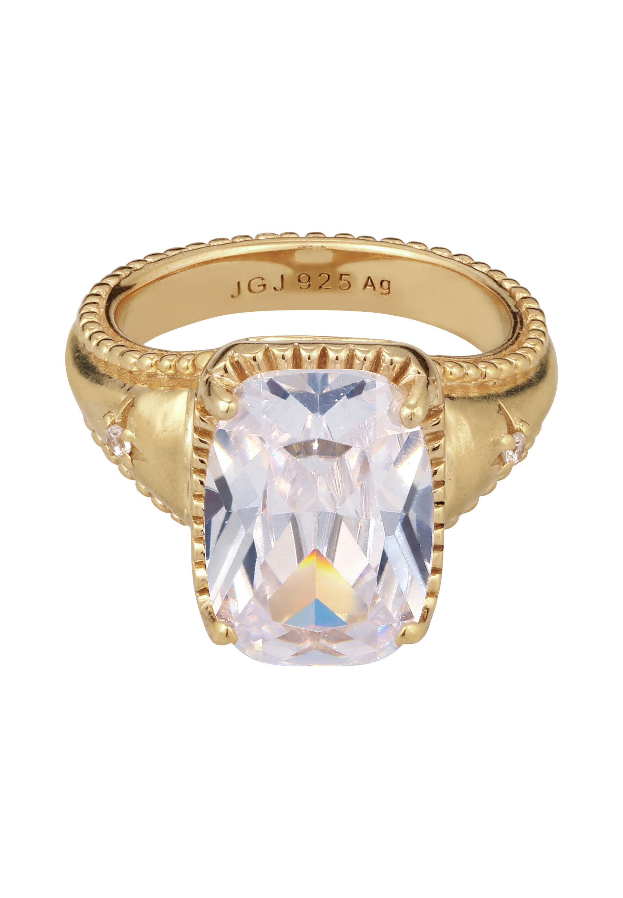Elli Fingerring Glamour Zirkonia Weiß 925 Sterling Silber vergoldet günstig online kaufen