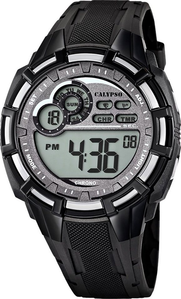 CALYPSO WATCHES Digitaluhr Calypso Herren Uhr K5625/1 Kunststoffband,  Herren Armbanduhr rund, PURarmband schwarz, Sport