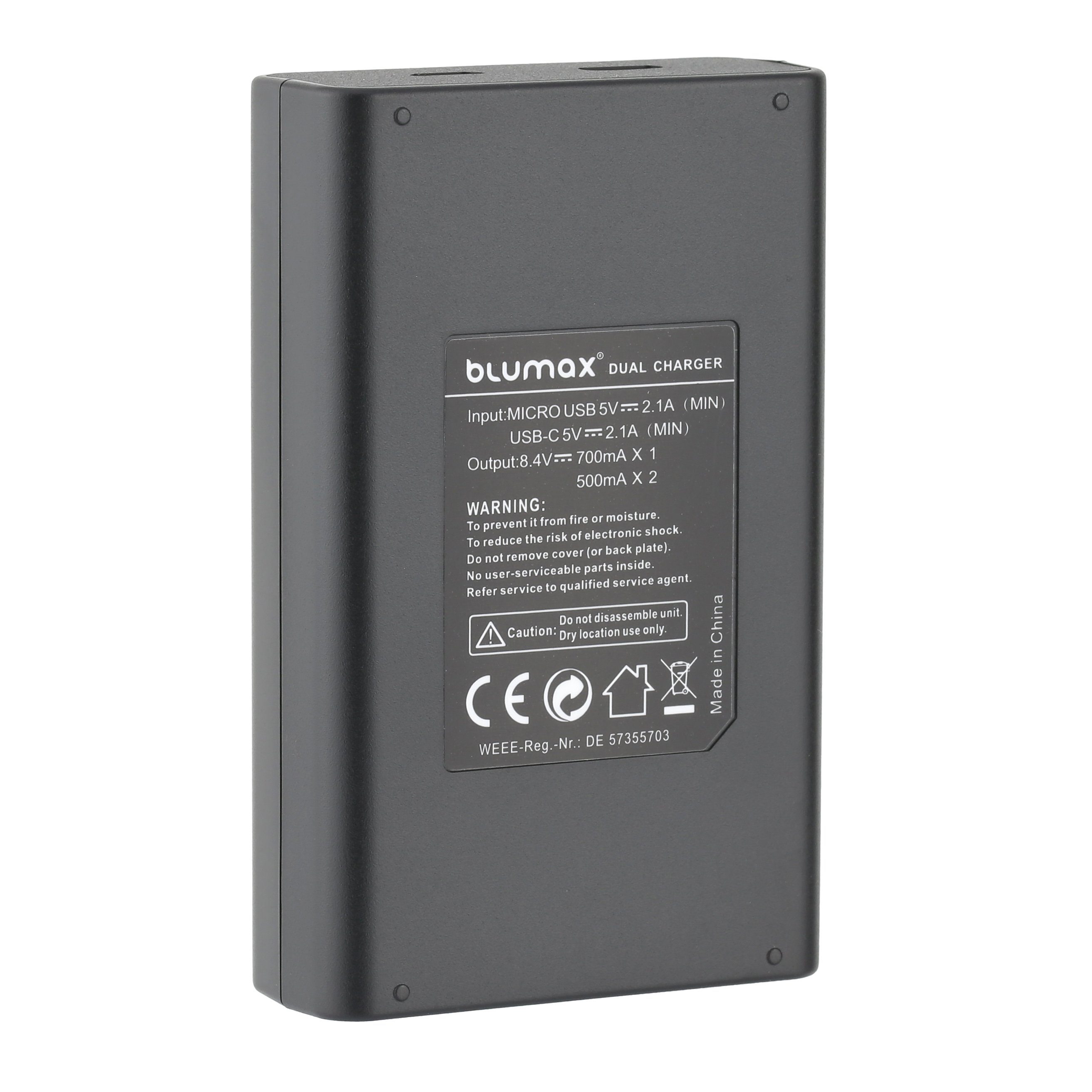 Blumax Dual LCD Ladegerät, für Sony NP-FZ100 USB-C Kamera-Ladegerät