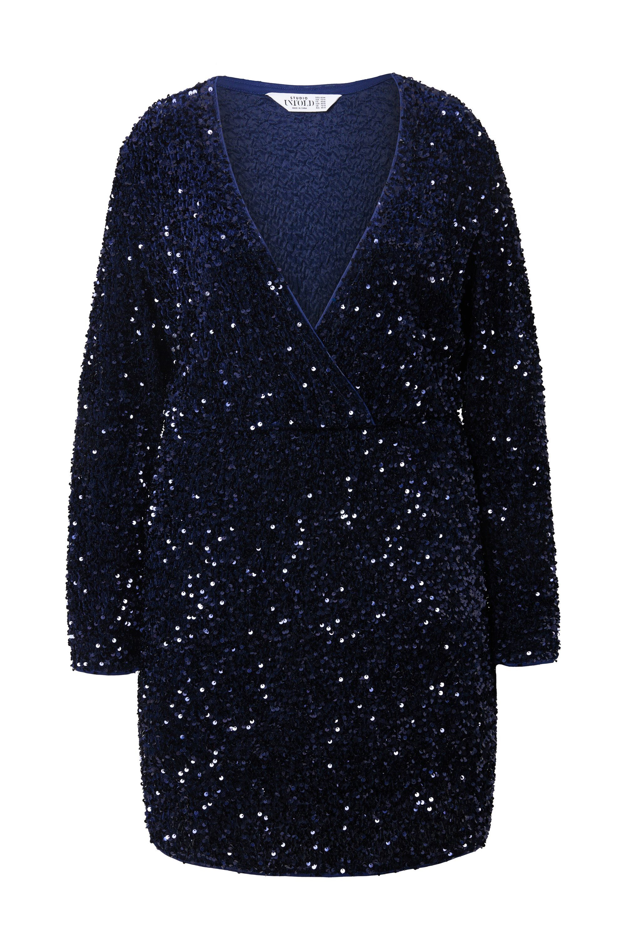 Studio Untold Minikleid Kleid Wickeloptik Pailletten V-Ausschnitt günstig online kaufen