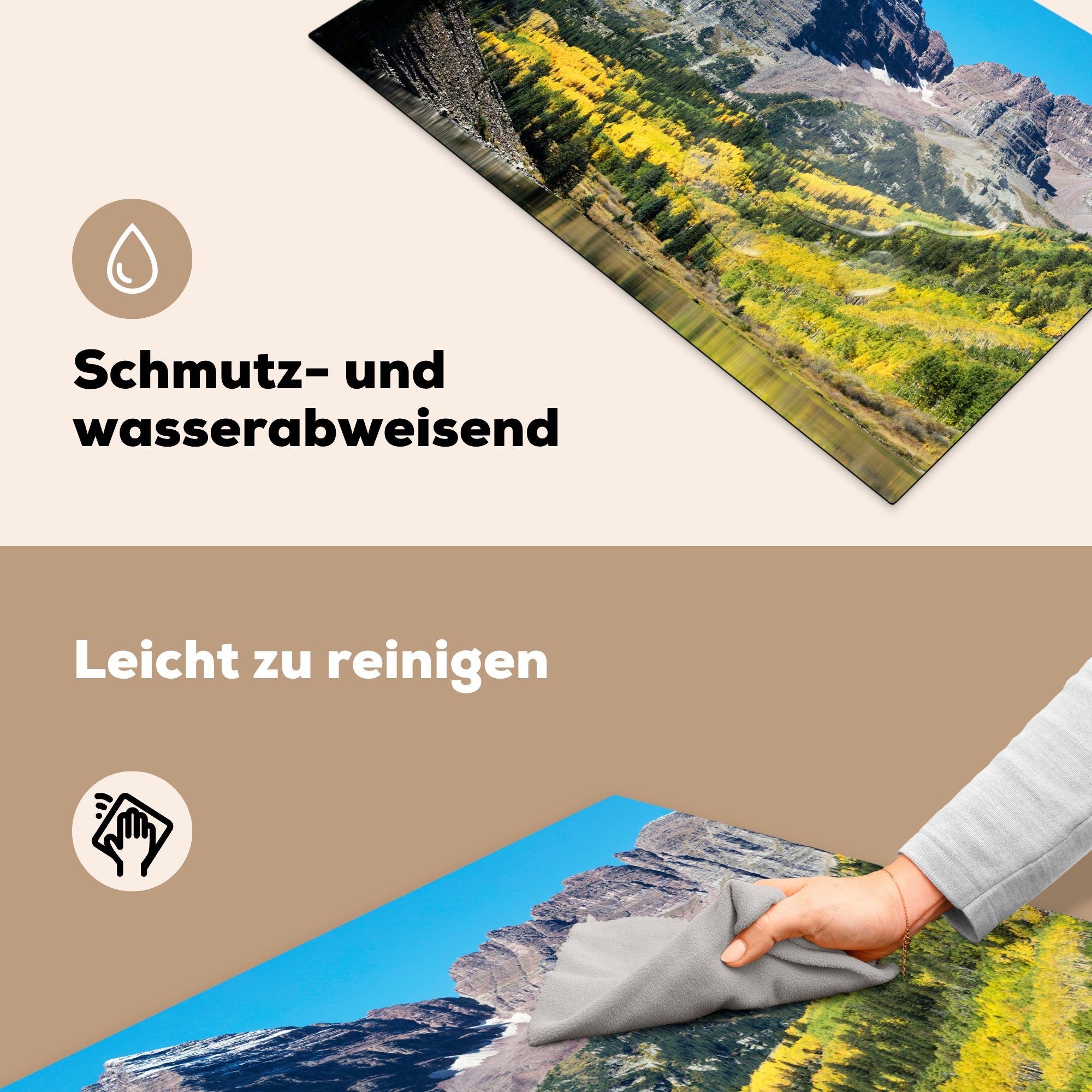 cm, küche Fluss Herdblende-/Abdeckplatte für Amerika Vinyl, 81x52 Gebirge, - - Arbeitsplatte Ceranfeldabdeckung, (1 MuchoWow tlg),