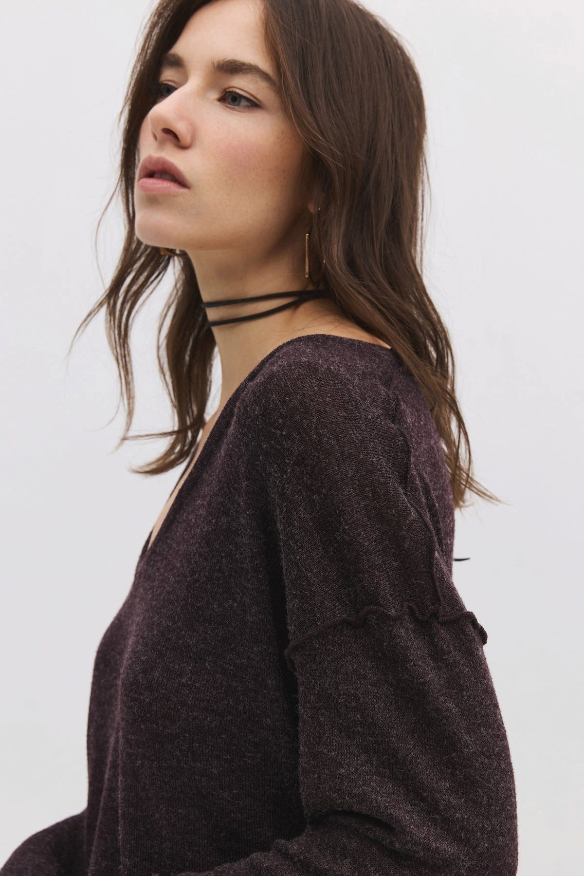 No Matter What Blusentop Langärmelige Bluse mit V-Ausschnitt