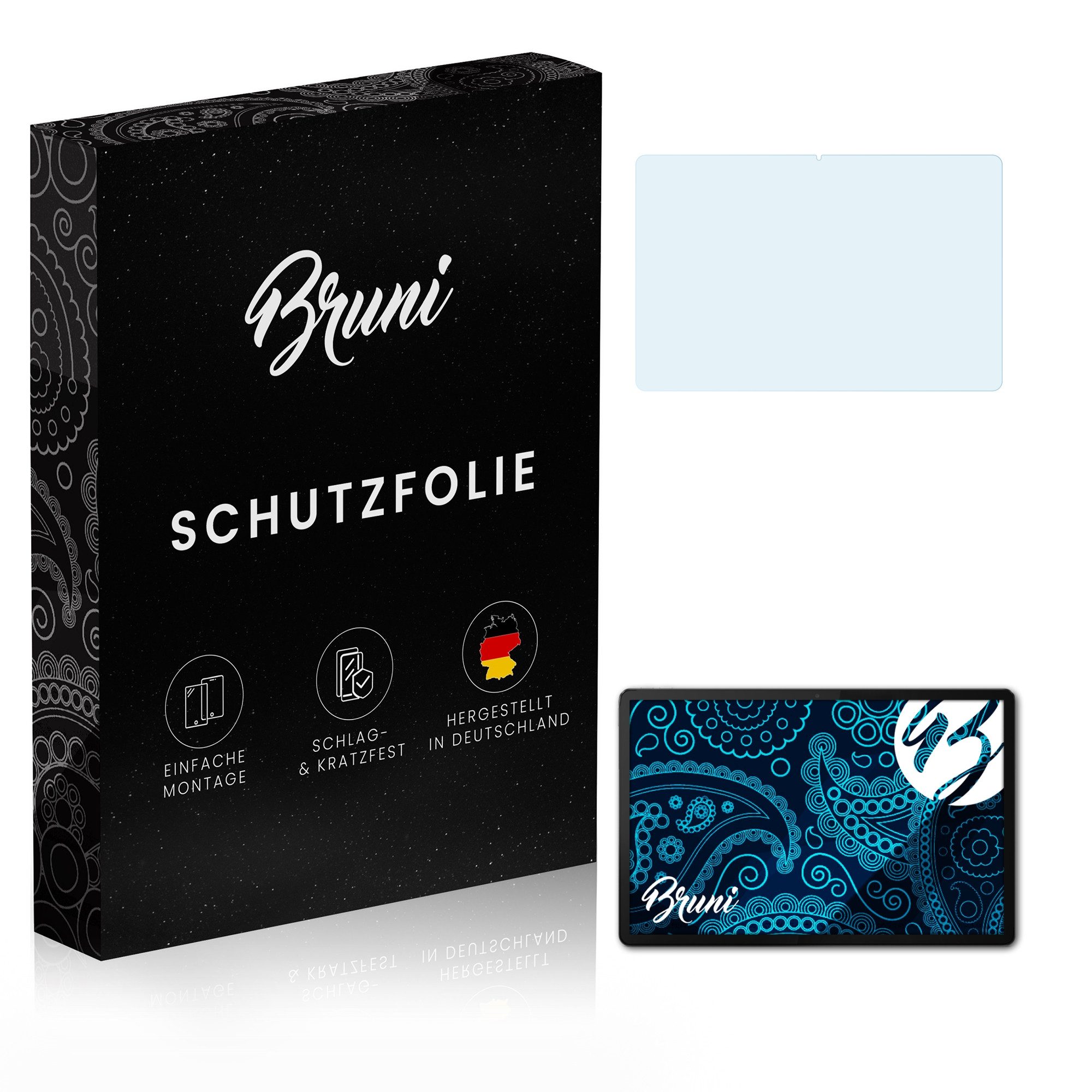 Bruni Schutzfolie Glasklare Displayschutzfolie für Lenovo Tab P12, (2 Folien), praktisch unsichtbar