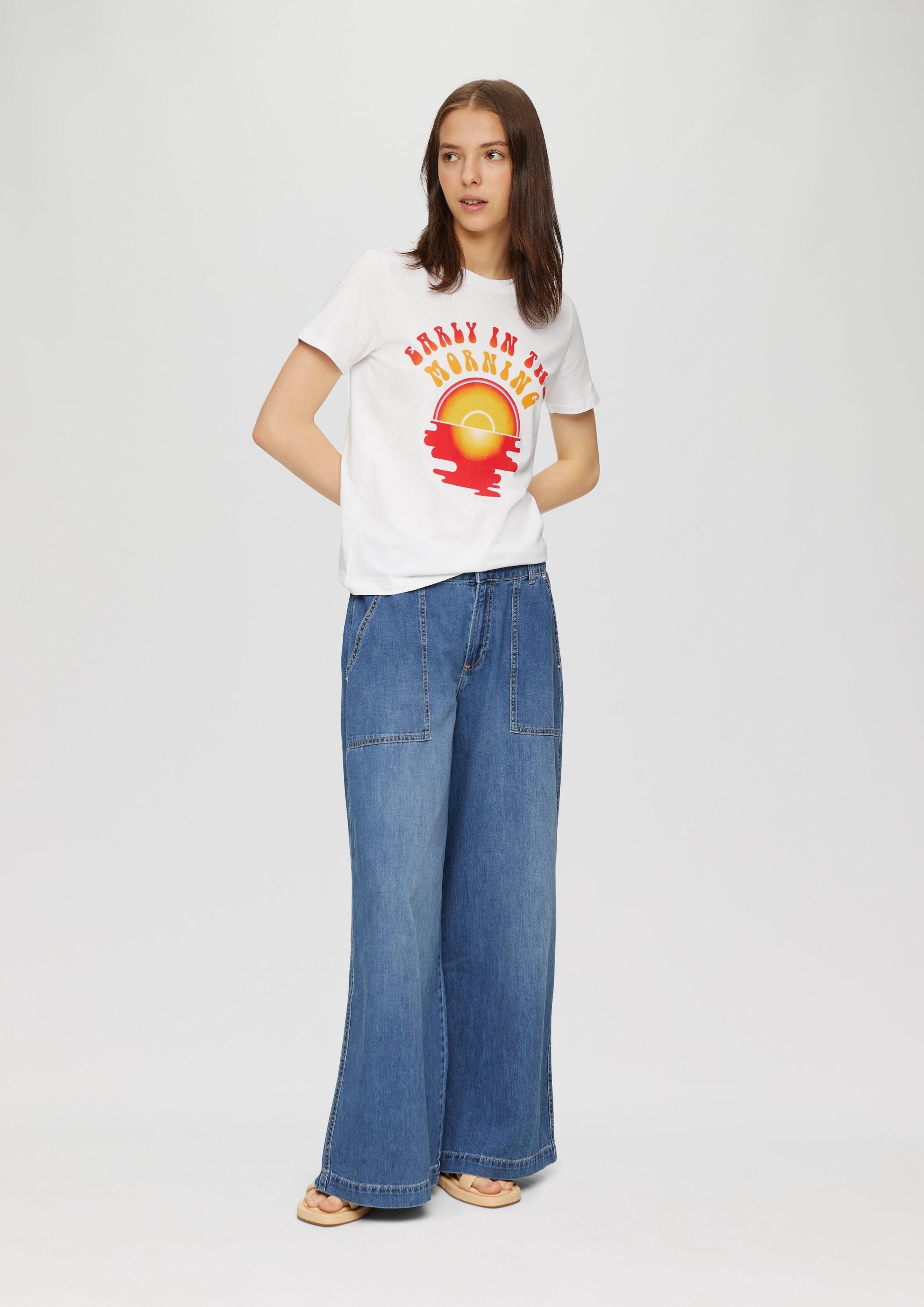 QS Kurzarmshirt T-Shirt Jersey-T-Shirt im Relaxed Fit mit Frontprint