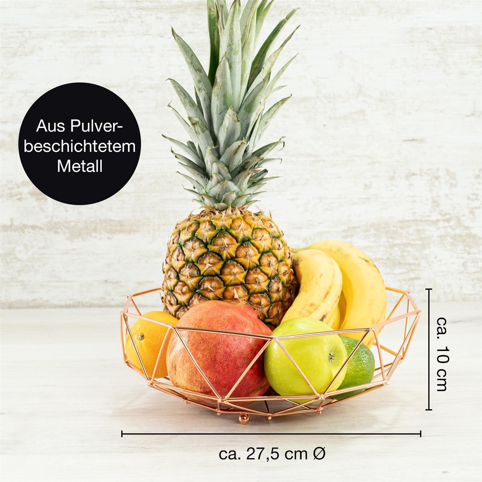 Moritz & Moritz Obstschale Moritz & Moritz Obstkorb Rund Dreiceke rose, Metall, (27,5cm, 2-tlg), Korb für Geschenke, Früchte, Gemüse und Brot