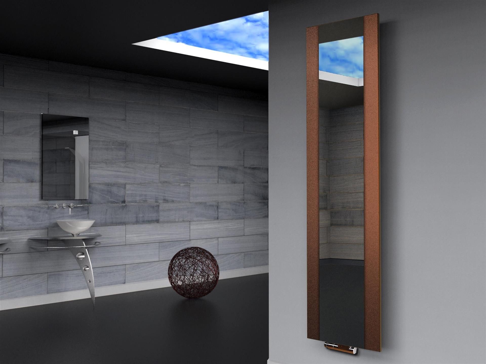 Szagato Badheizkörper BADHEIZKÖRPER mit Spiegel Design Singapur 3 180x47cm 1118 Watt braun, 5 Jahre Garantie, Made in Germany