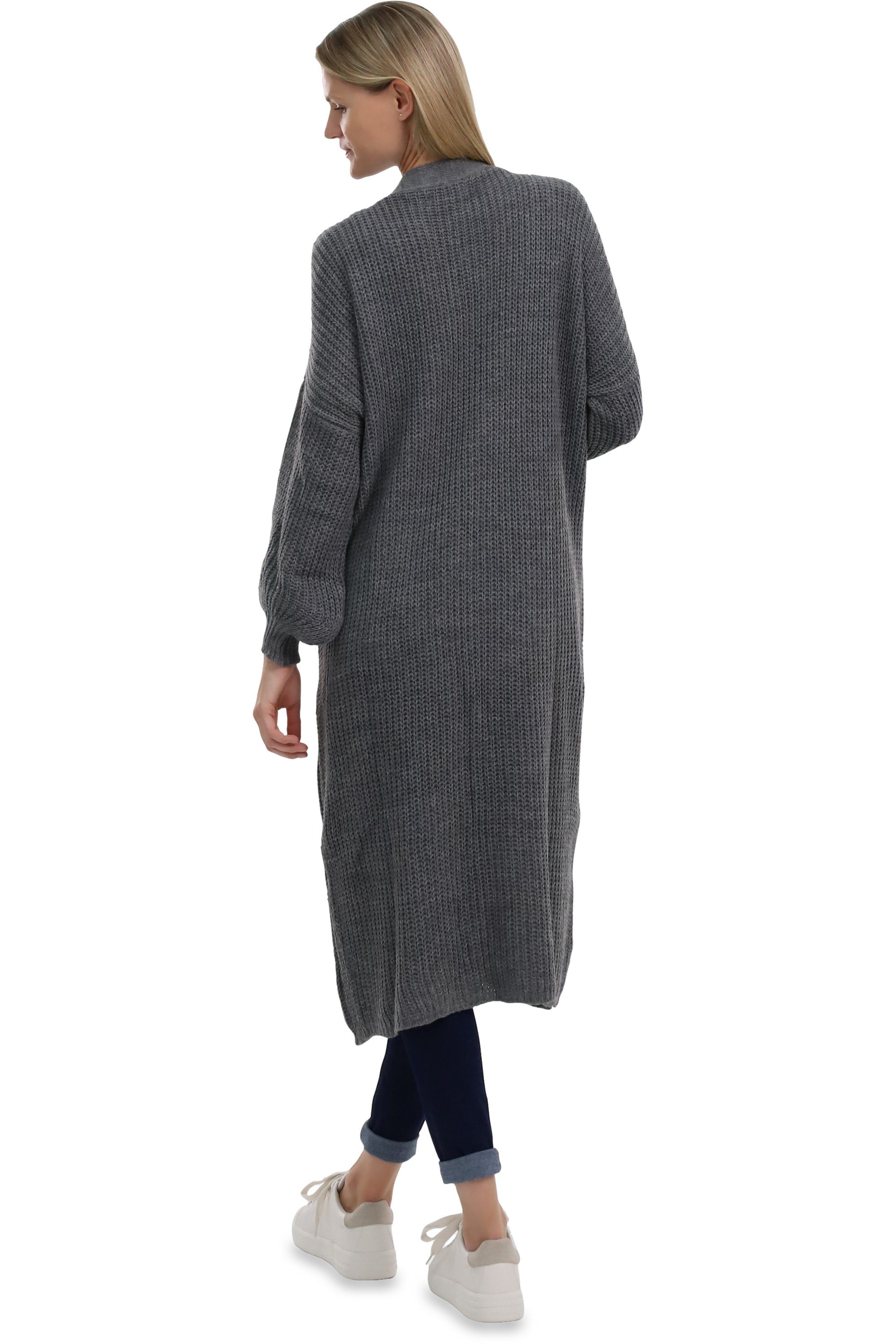 malito more than fashion Longstrickjacke malito Damen Strickmantel, schicker Cardigan, moderne Wollmantel, offene lange Strickjacke in Grobstrick-Optik