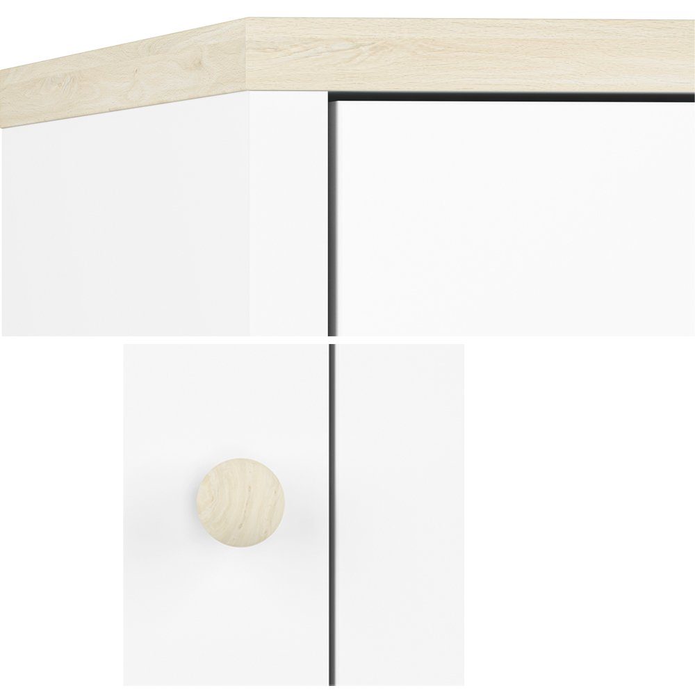 Lomadox Kleiderschrank ELVA-131 mit weiß : hellrosa, mit Fjord Nb. und Buche 117/193/51 3 in Türen