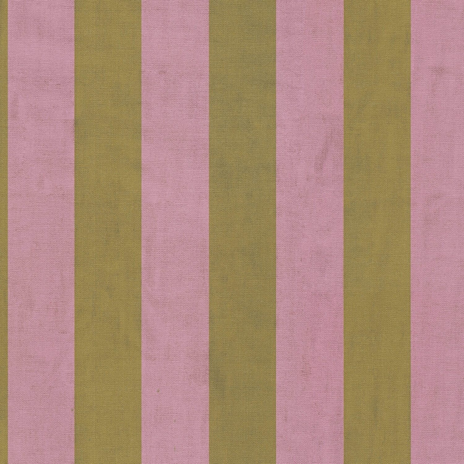 Profhome Vliestapete 782261-GU Streifen Tapete grafisch matt pink oliv-gelb, glatt, (1 Rolle, 5,33 qm), heißgeprägte Vliestapete, pink