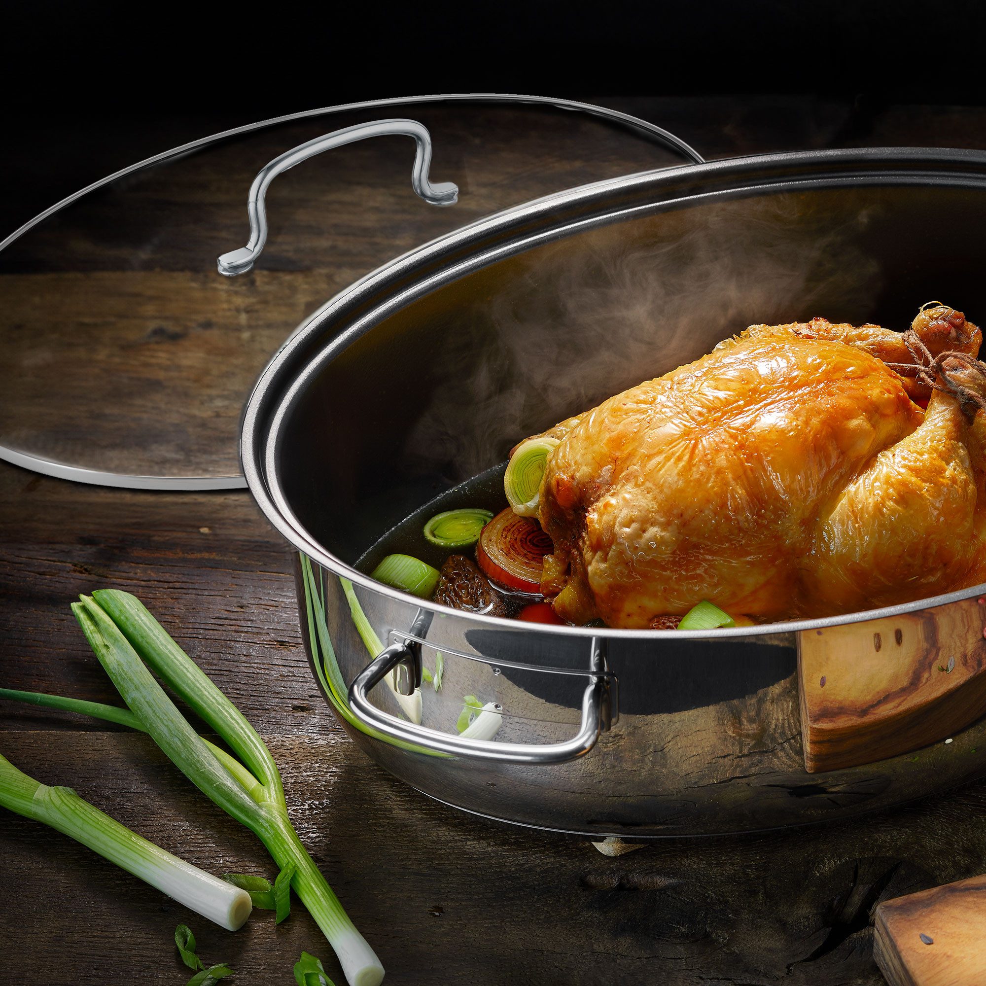 Berndes Bräter Oval, PFAS-frei 38 x 25,5 cm, Edelstahl, poliert, Edelstahl