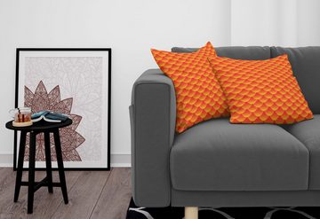 Kissenbezüge Modern Accent Doppelseitiger Digitaldruck, Abakuhaus (2 Stück), Orange Abstrakte Fischschuppen