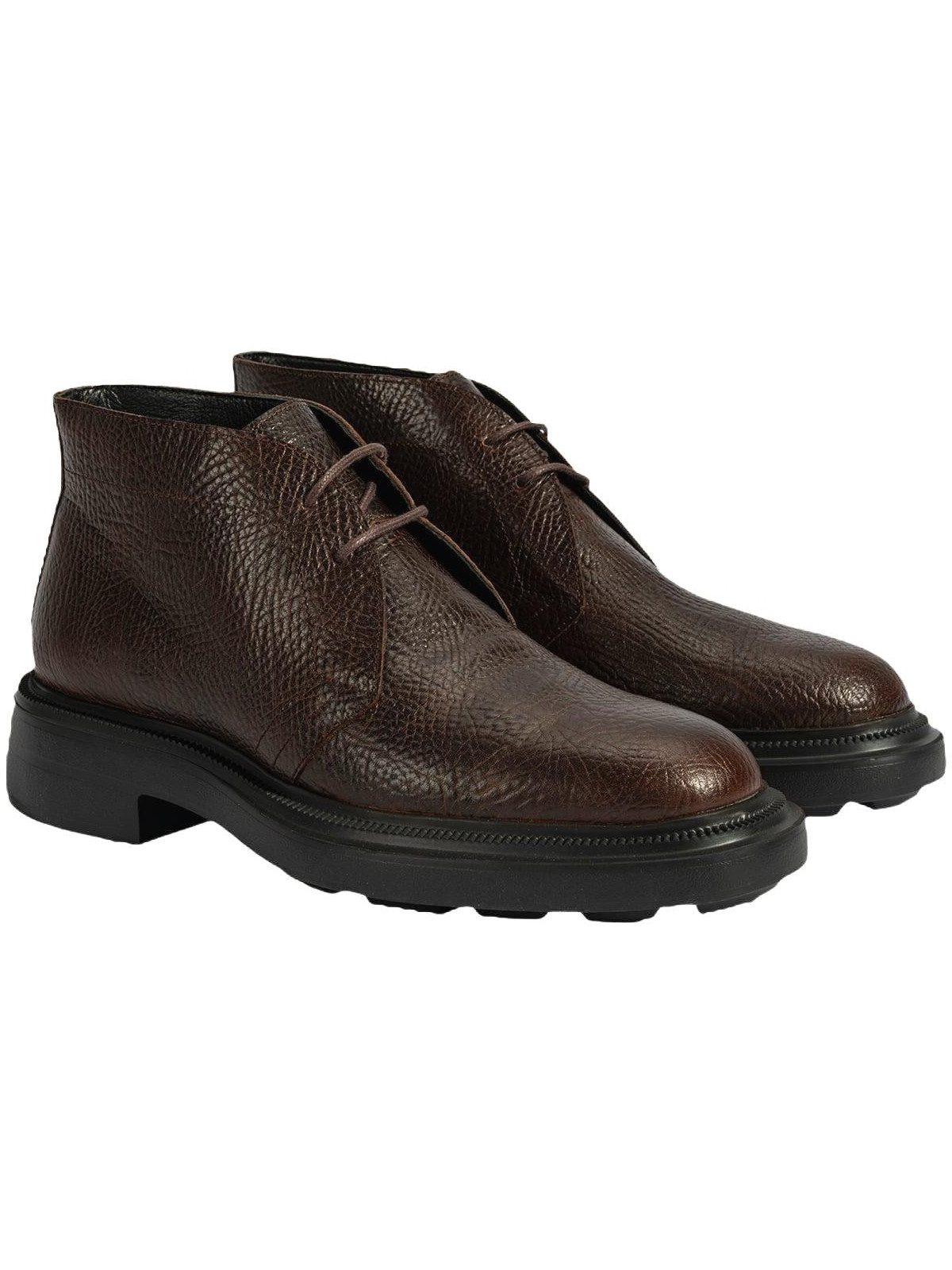 Herren-Lederstiefel – Schnürung, runde Zehenpartie, flache Sohle, atm Stiefelette