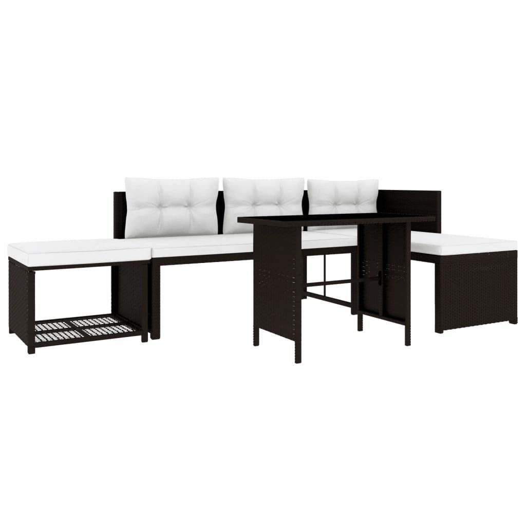 vidaXL Gartenlounge-Set 4-tlg. Garten-Lounge-Set Poly Rattan Braun, (4-tlg)
